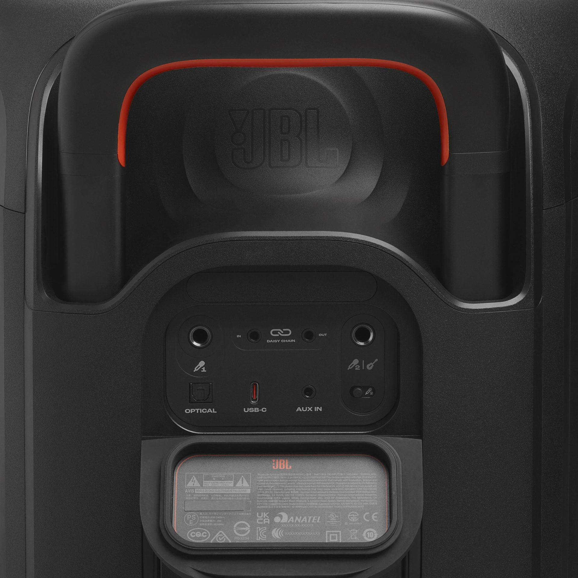 JBL Party-Lautsprecher »PARTYBOX 330« (A2DP Bluetooth | AVRCP Bluetooth | Bluetooth Lautstärkeanpassung 280 W) Tragbarer Party-Lautsprecher mit Beleuchtung, Teleskopgriff und Rollen