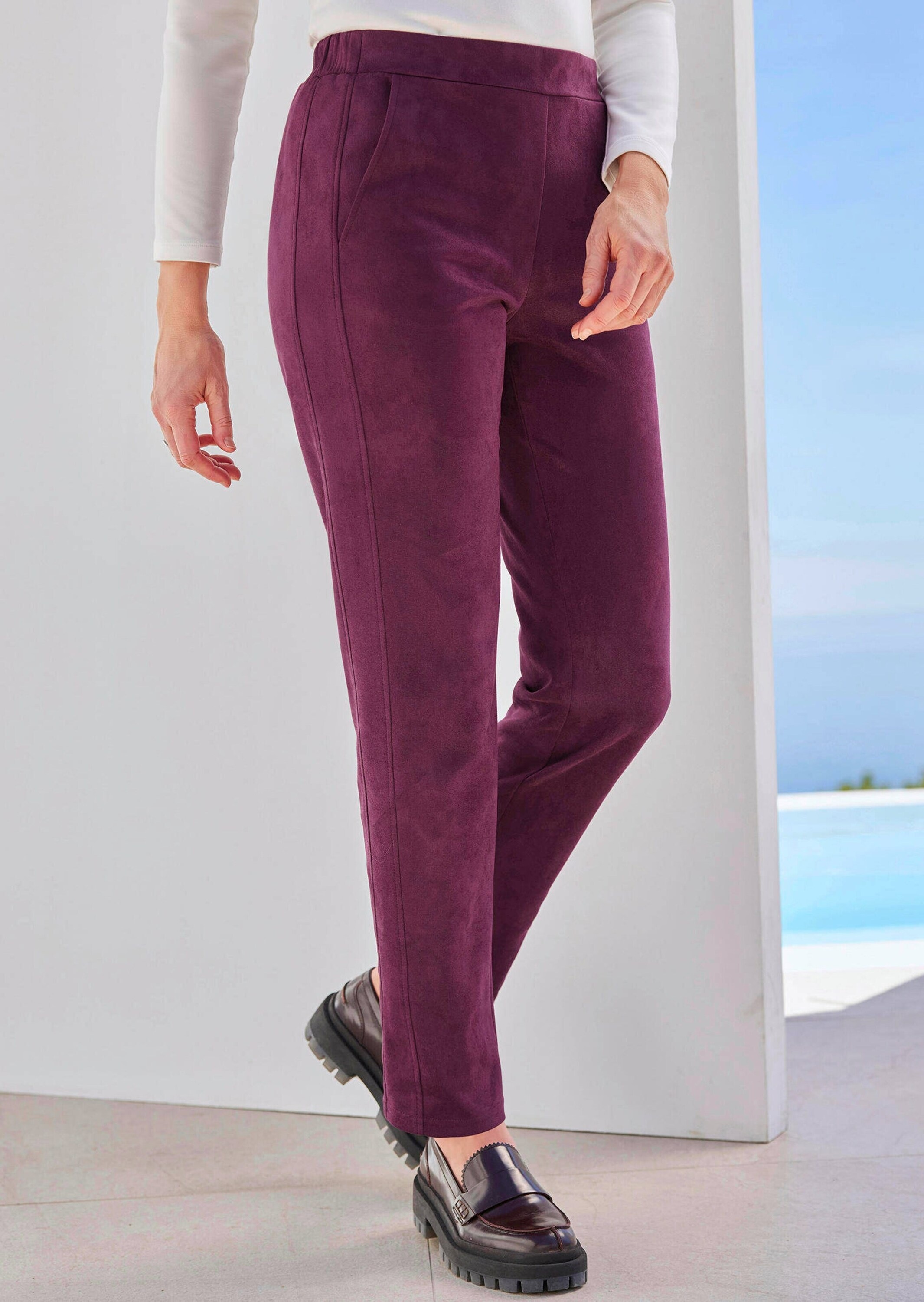 GOLDNER Chinohose »Kurzgröße Hose LOUISA in Veloursleder-Optik«