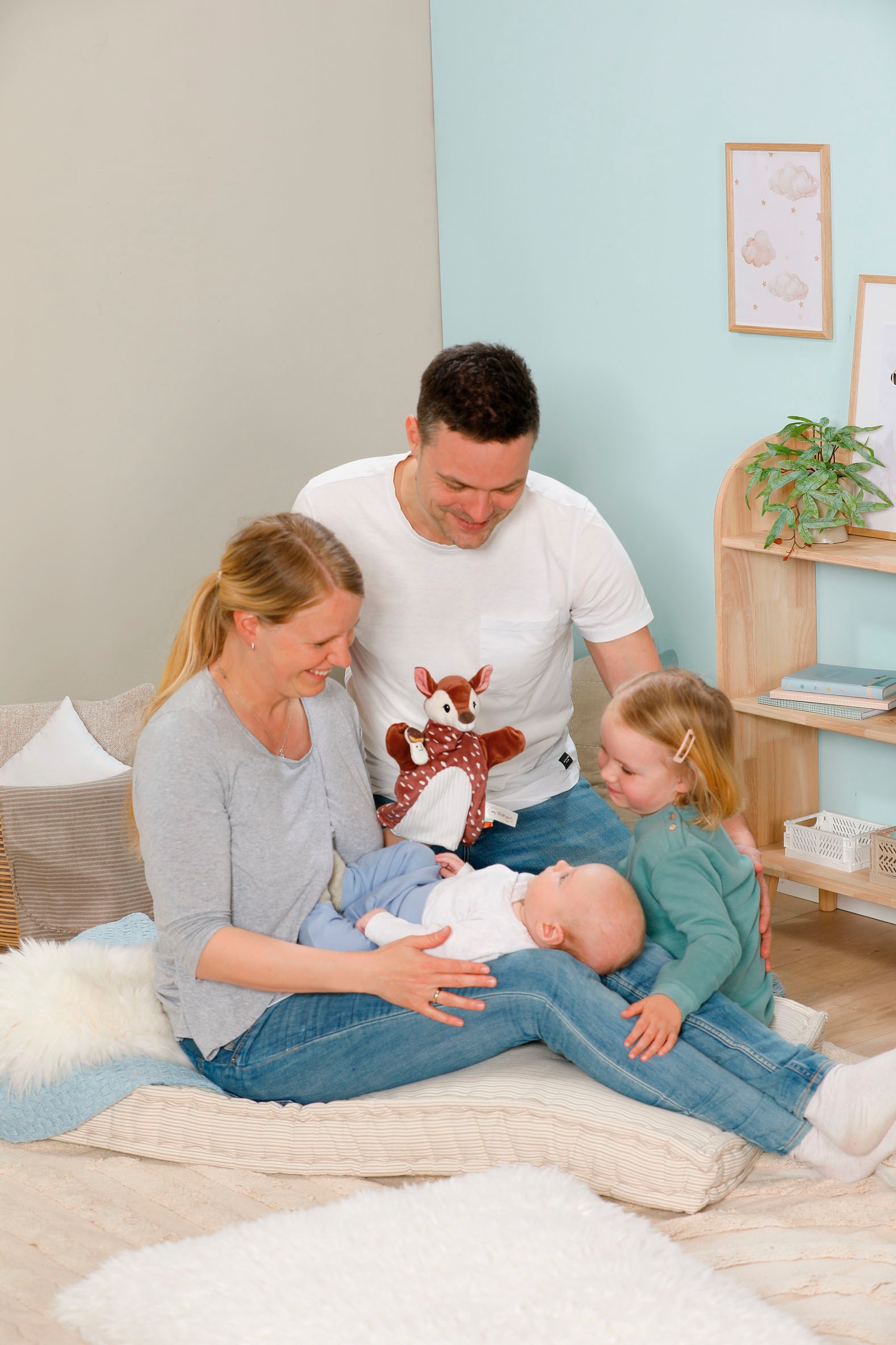 Nici Schmusetuch »My first NICI, Handpuppe Rehkitz 2in1 26x25 cm«, sanfte Materialmix aus glattem und geripptem Plüsch
