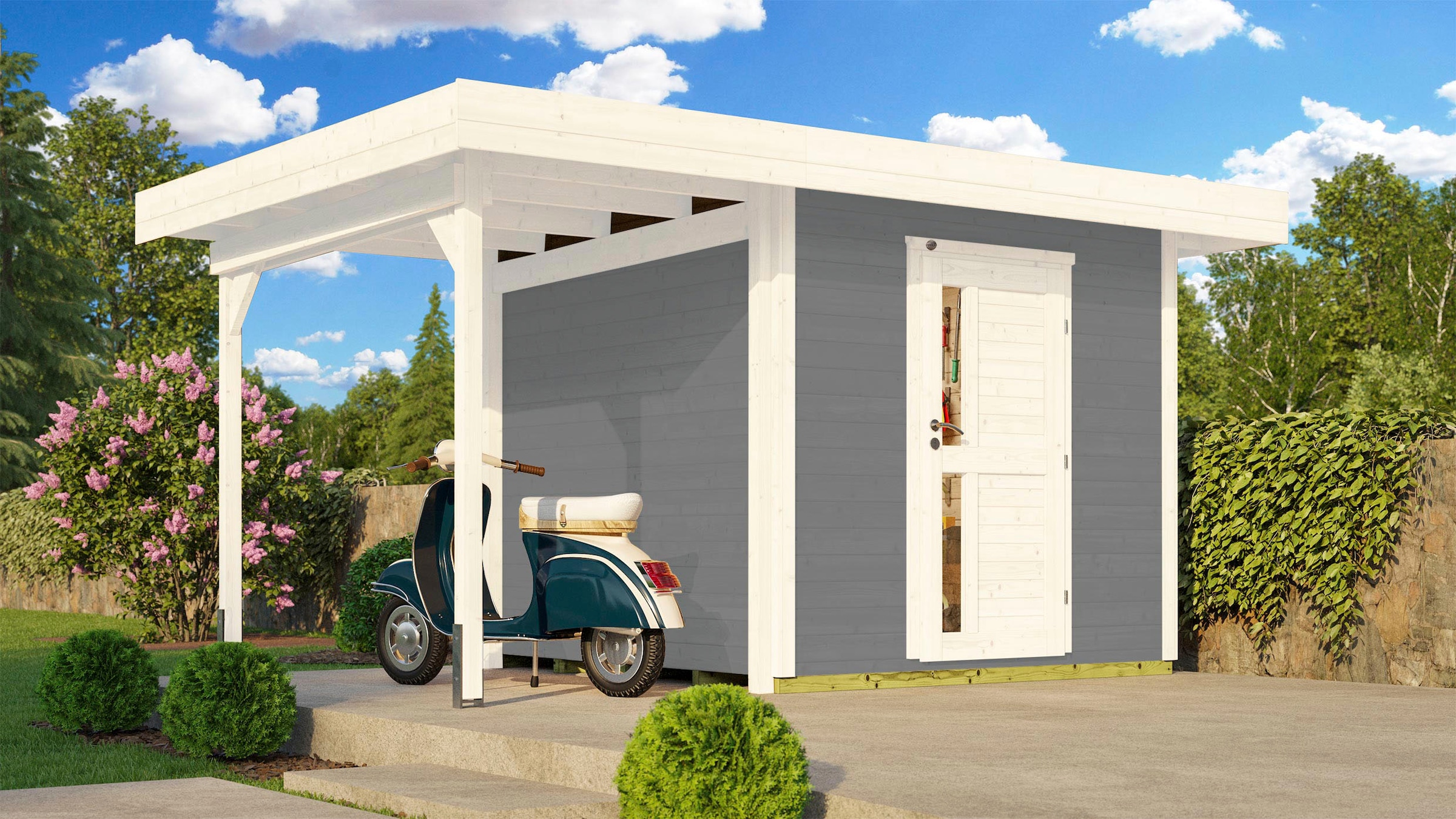 weka Gartenhaus »Designhaus 172 A«, (Set), mit Anbaudach