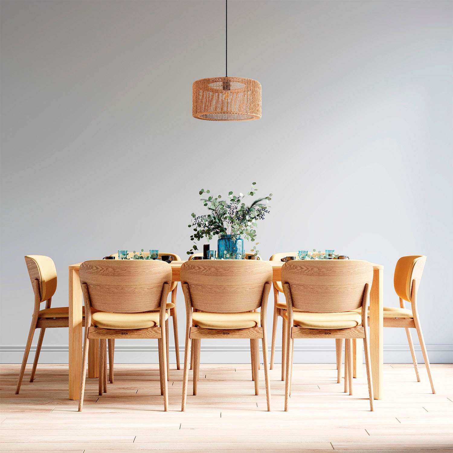 Paco Home Pendelleuchte »Hugo Reyna«, Leuchtmittel E27 | ohne Leuchtmittel, Wohnzimmer Rattan Optik Esszimmer Boho Lampenschirm Papier Groß