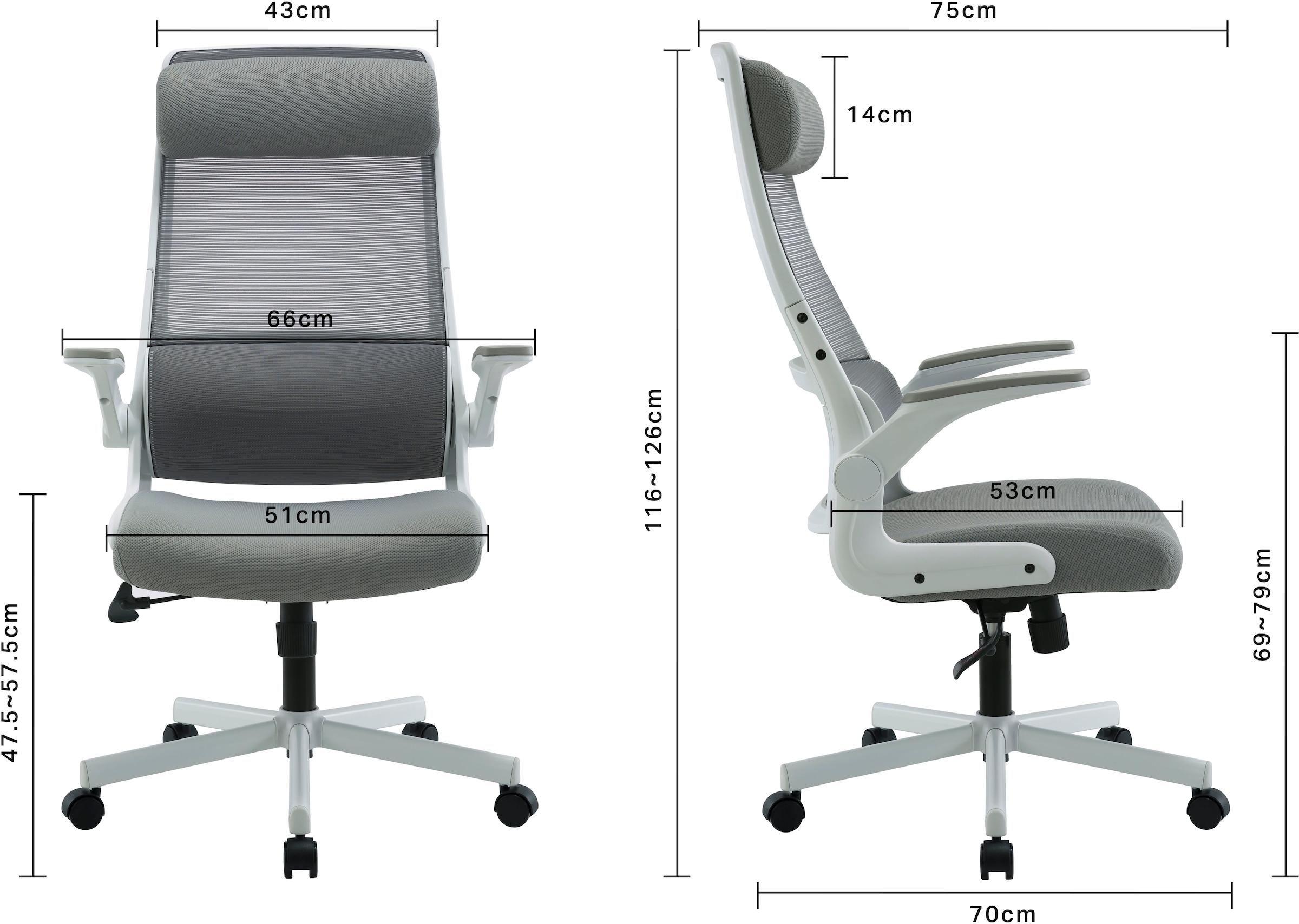 Places of Style Bürostuhl »Menton, ergonomischer Schreibtischstuhl«, Netzstoff, inkl. Kopfkissen, Lendenwirbelstütze, modernes Design