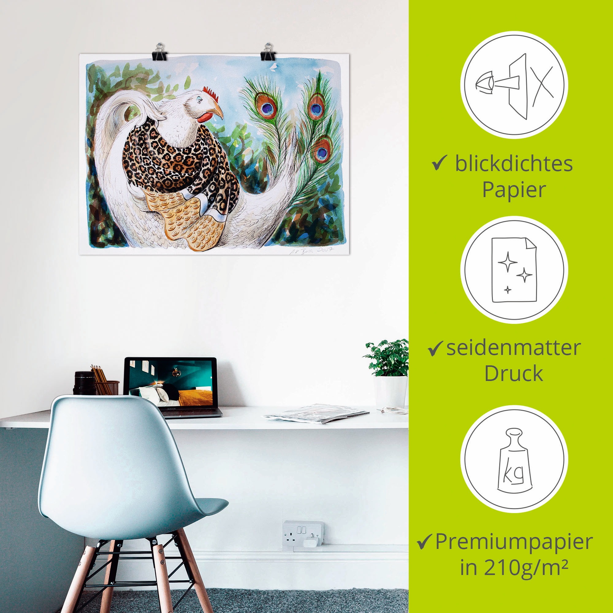 Artland Poster »Eitles Huhn«, Vögel, (1 St.), als Leinwandbild, Wandaufkleber oder Poster in versch. Größen