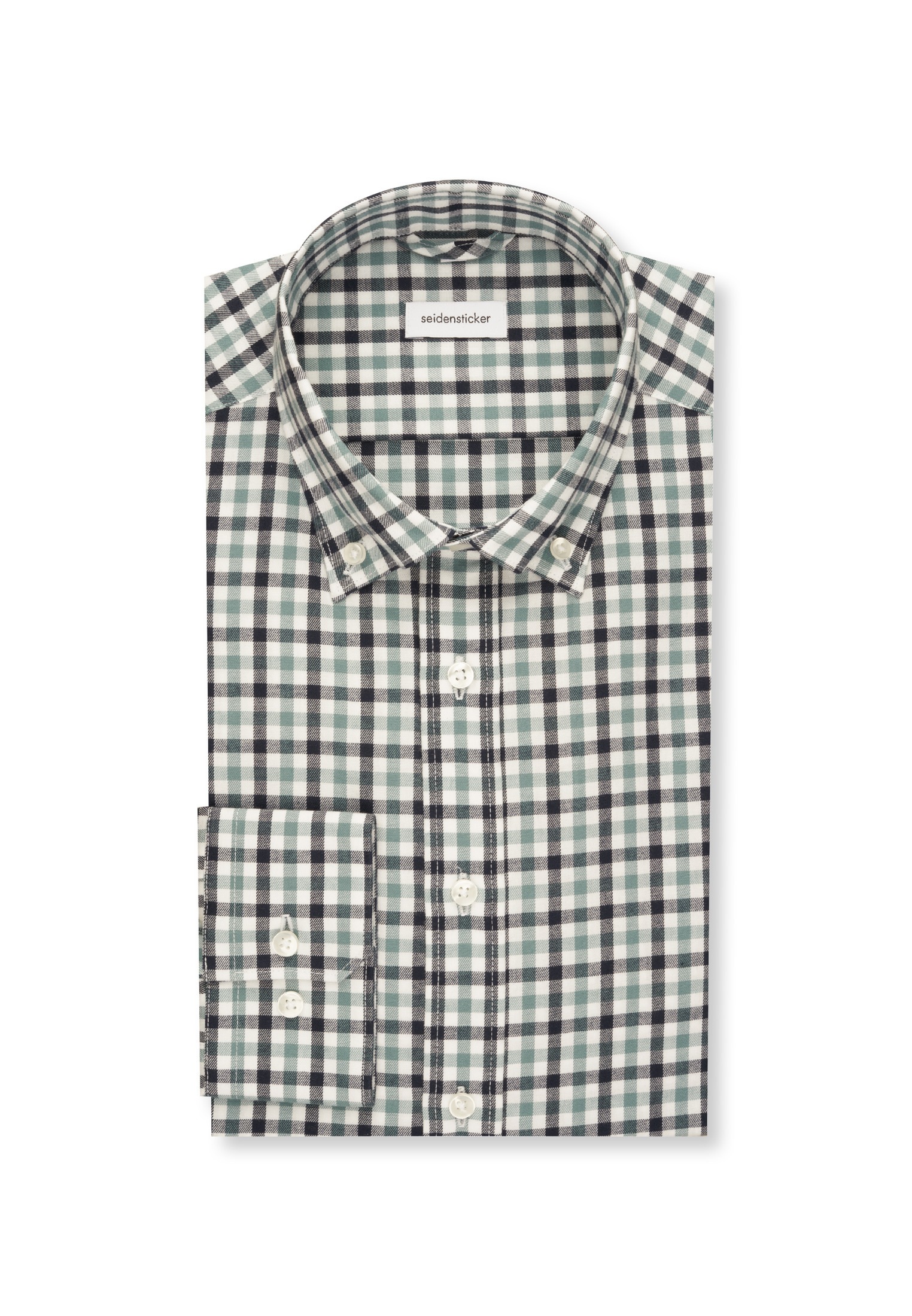 seidensticker Flanellhemd »Slim« Slim 1/1 Button-Down-Kragen Karo