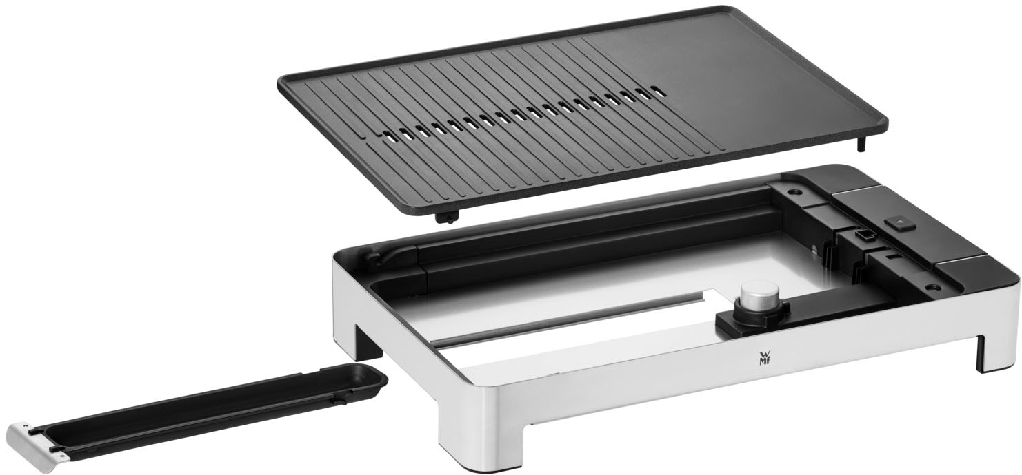 WMF Tischgrill »LONO flach & gerippt«, 2300 W, stufenlose Temperatureinstellung, antihaftbeschichtete Grillplatte