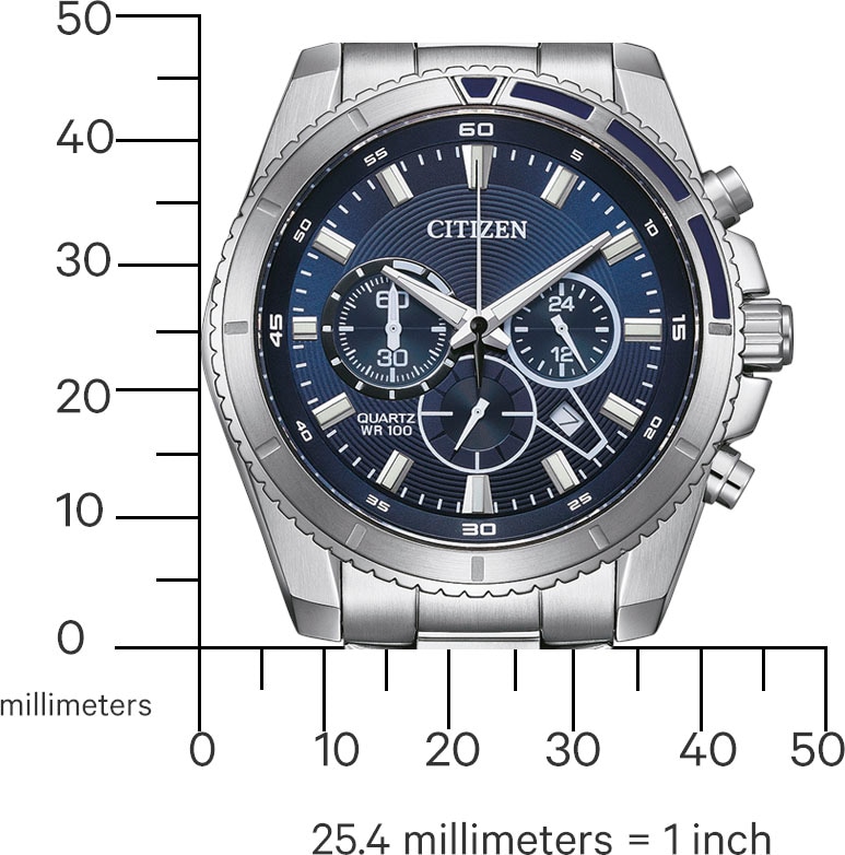 Citizen Chronograph, Armbanduhr, Quarzuhr, Herrenuhr, Edelstahlarmband