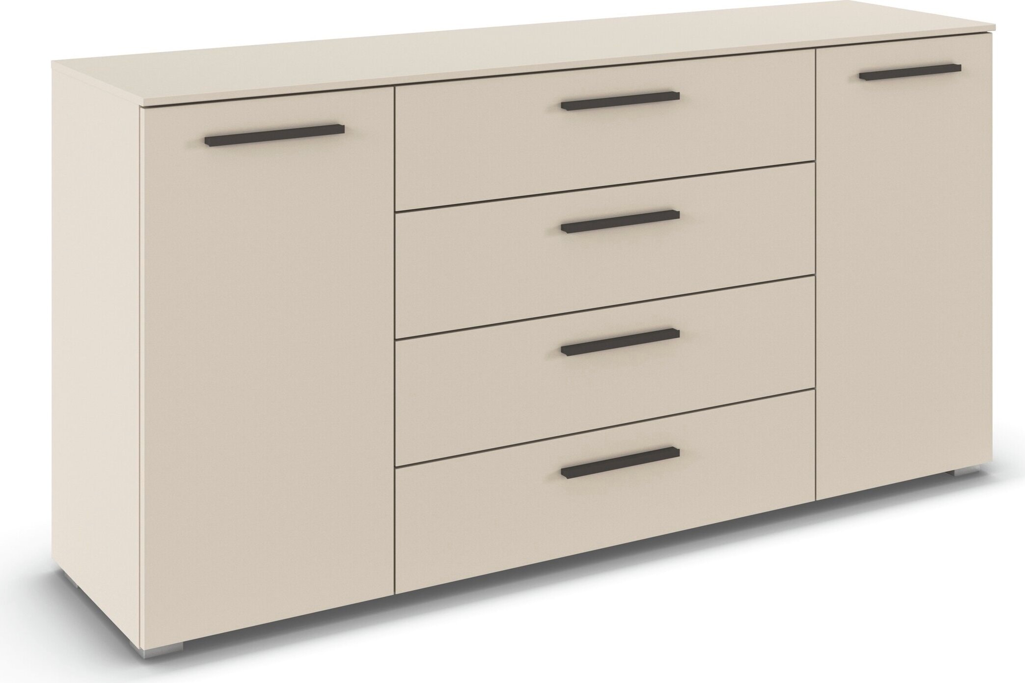 rauch Kombikommode »Sideboard Schubkommode Kommode MONTCLAR Front Dekor/Hochglanz/Glas« Breite 160 / Höhe 81 cm, 2 Einlegeböden, inkl. Soft-Close-Funktion,  2-türig, 4 geräumige Schubladen, viele Griffvarianten MADE IN GERMANY