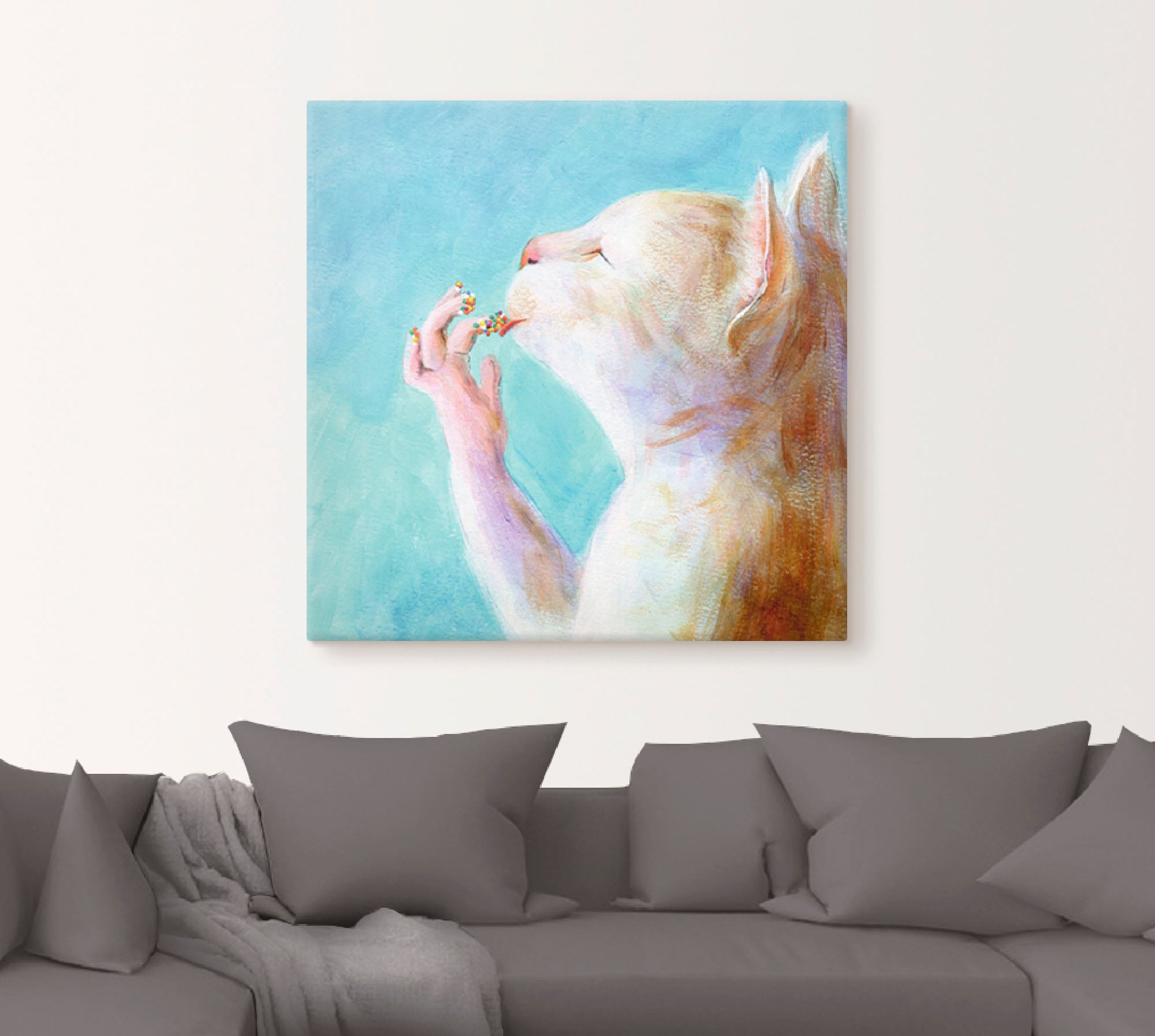 Artland Leinwandbild »Naschkatze« Haustiere 1 Stk. tlg. auf Holzrahmen gespannt