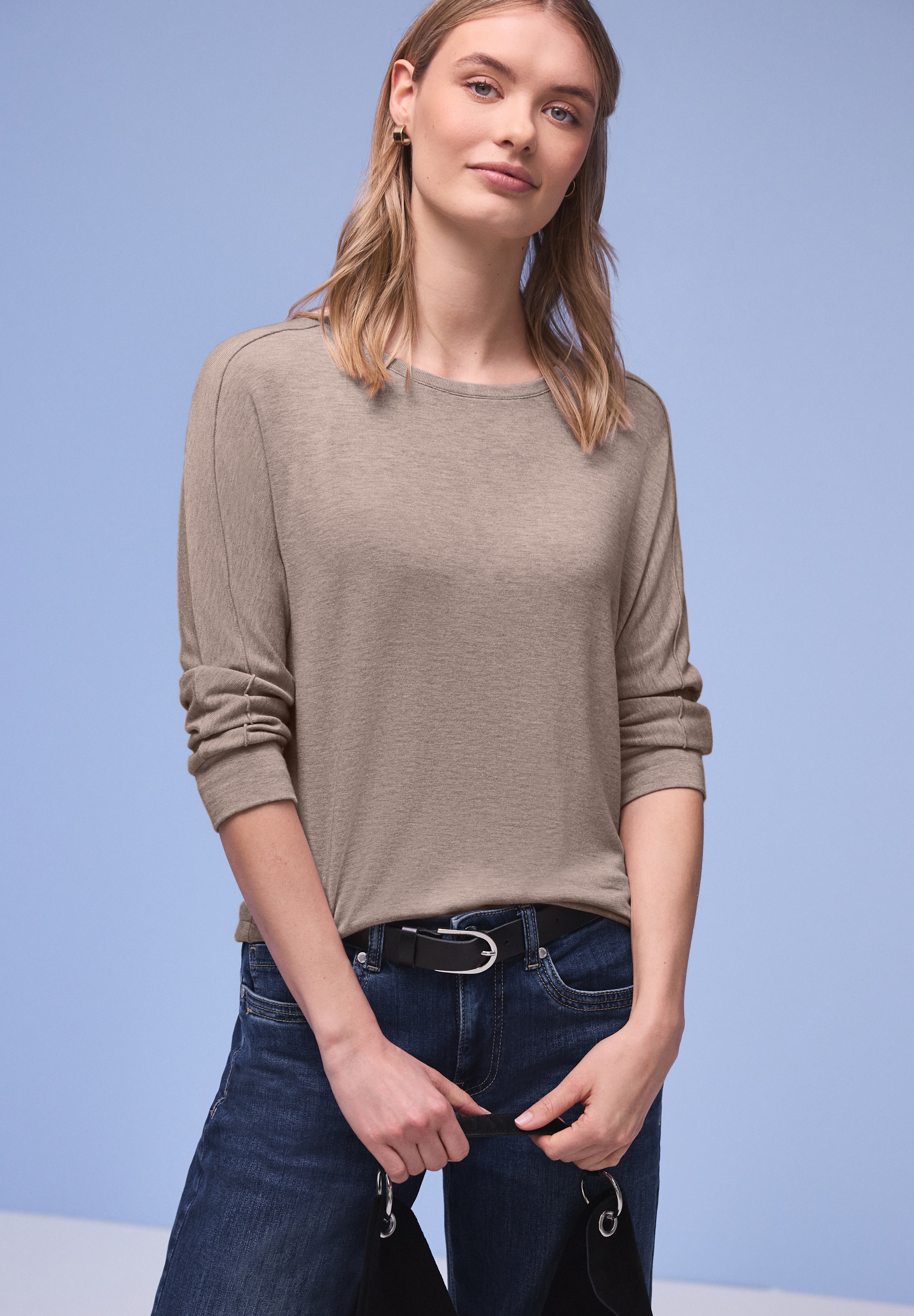 STREET ONE 3/4-Arm-Shirt im Melange-Look