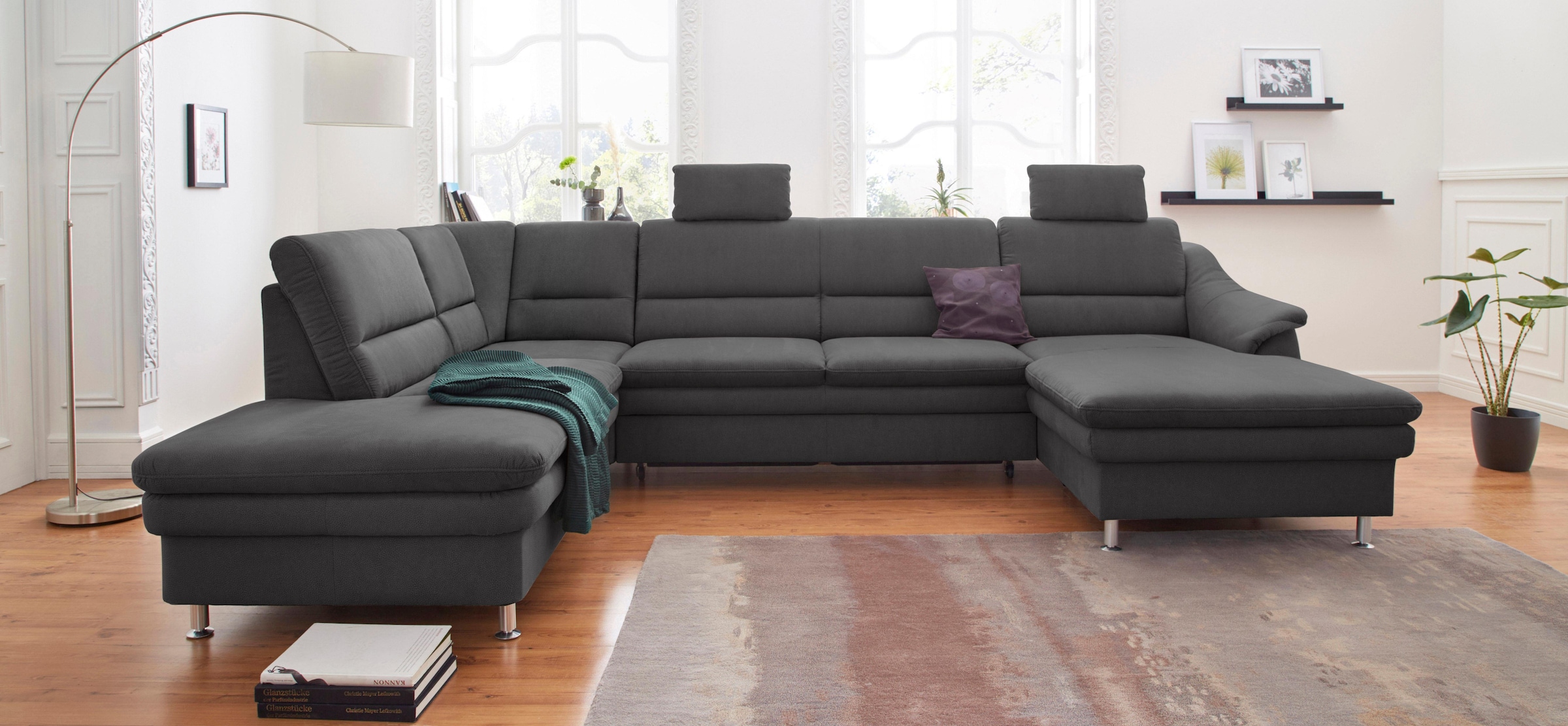 sit&more Wohnlandschaft »Cardoso U-Form« mit Federkern und Kopfstützen, mit Bettfunktion und Relaxfunktion