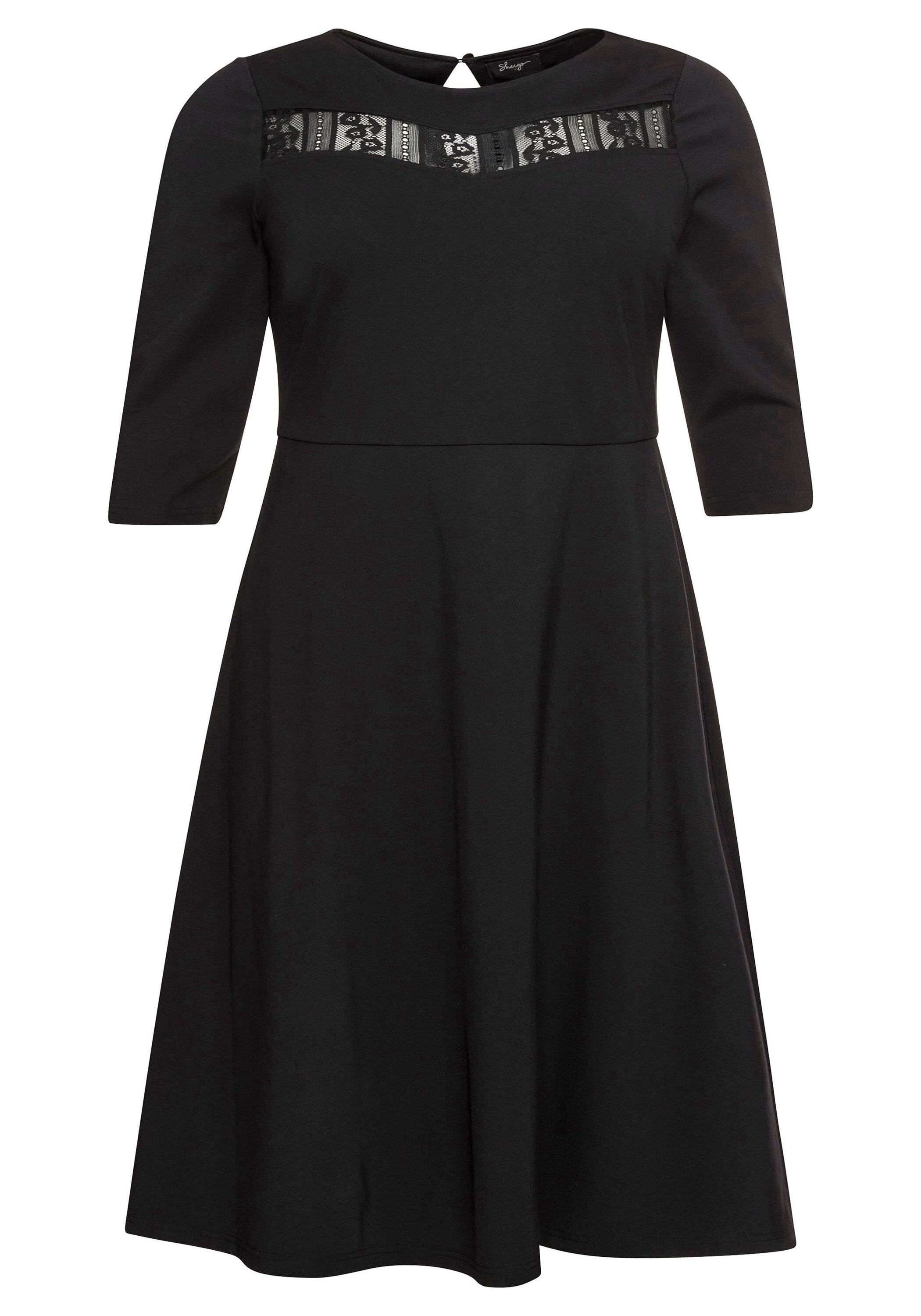 Sheego Abendkleid »Cocktailkleid mit U-Boot-Ausschnitt und Spitzeneinsatz«