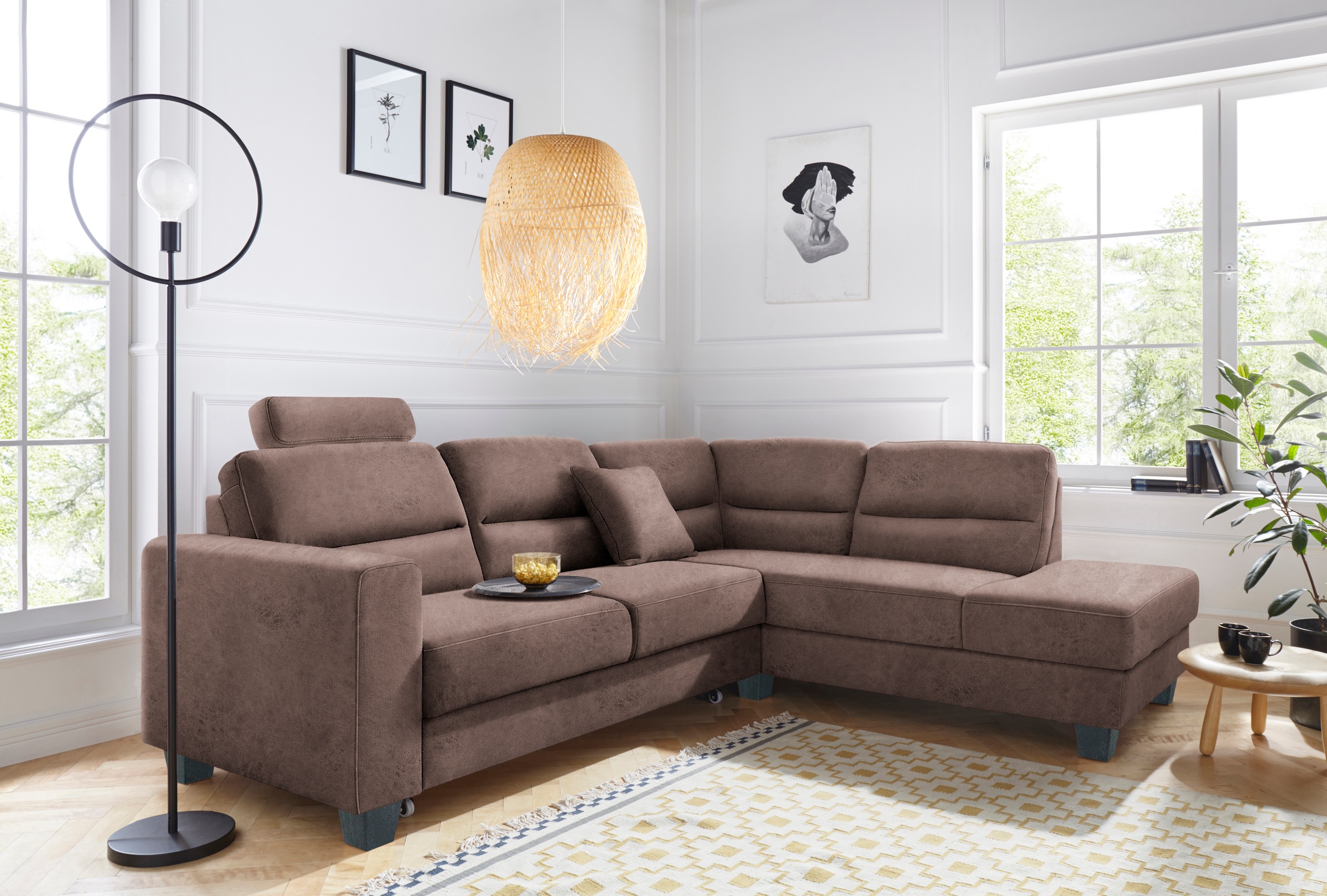 TRENDMANUFAKTUR Ecksofa »Chamber, L-Form«, inklusive einer Kopfstütze, wahlweise mit Schlaffunktion