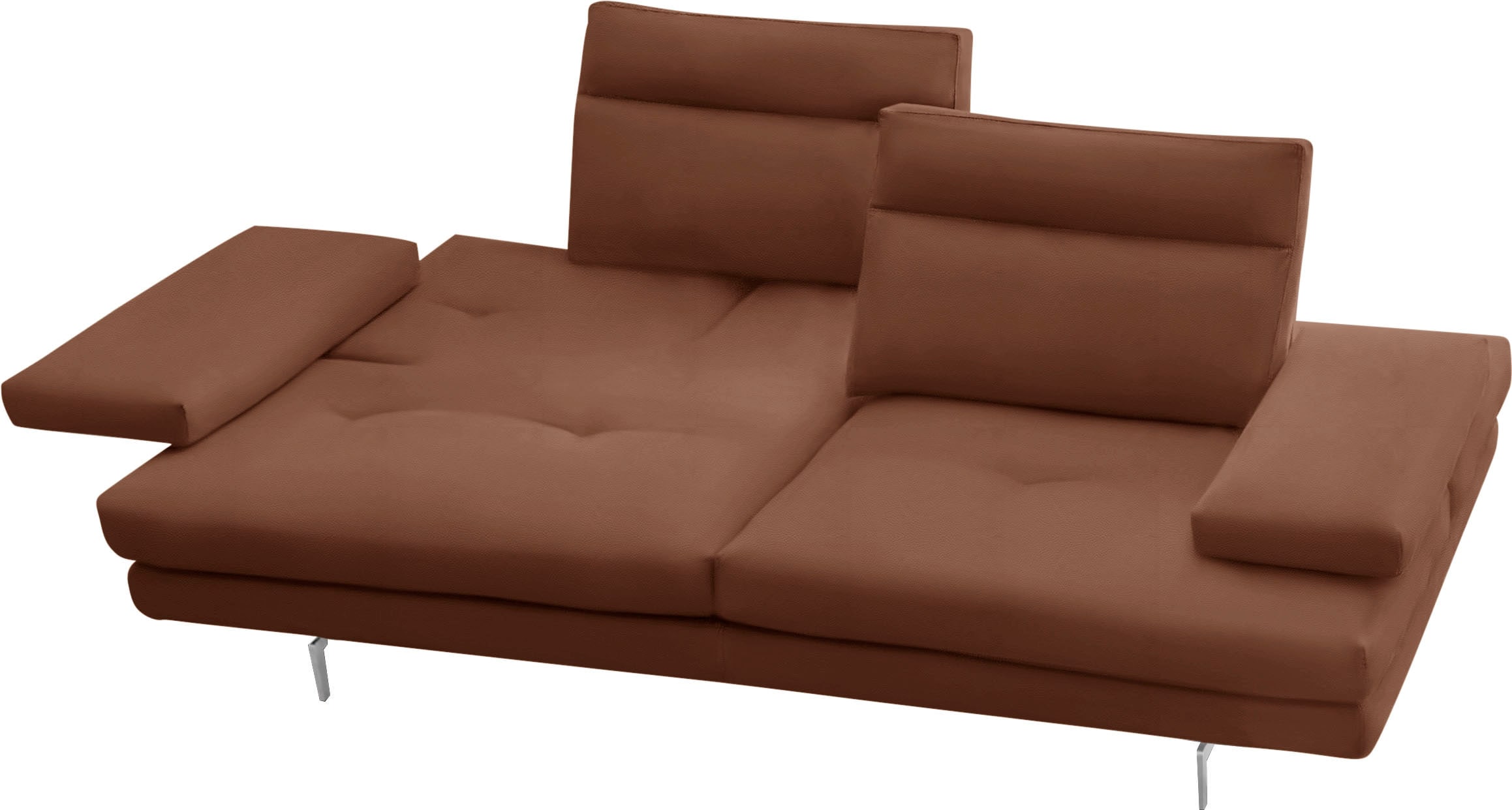 CALIA ITALIA 3-Sitzer »Toby Wing, Designsofa mit hohem Sitzkomfort, bequem und elegant«, inklusive Sitztiefenverstellung, Füße in Chrom glänzend