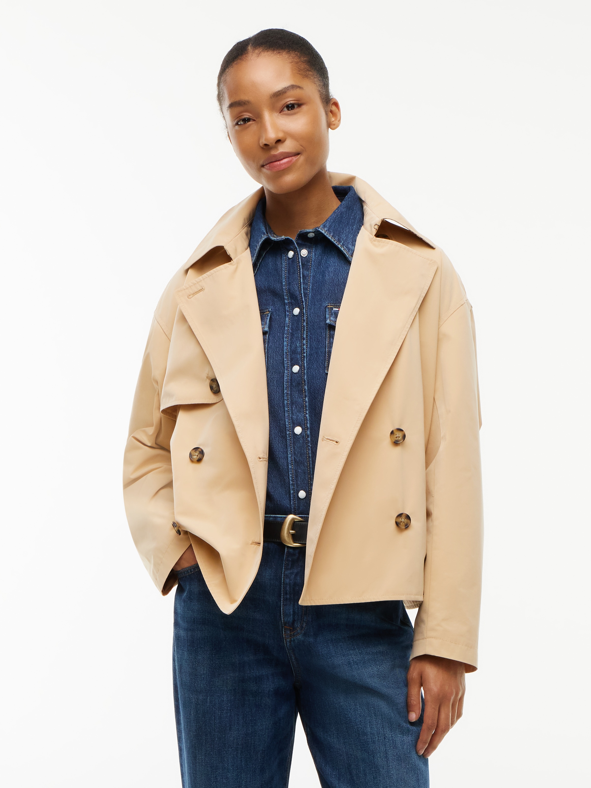 Tommy Jeans Kurzjacke »TJW SHORT TRENCH JACKET« Materialmix