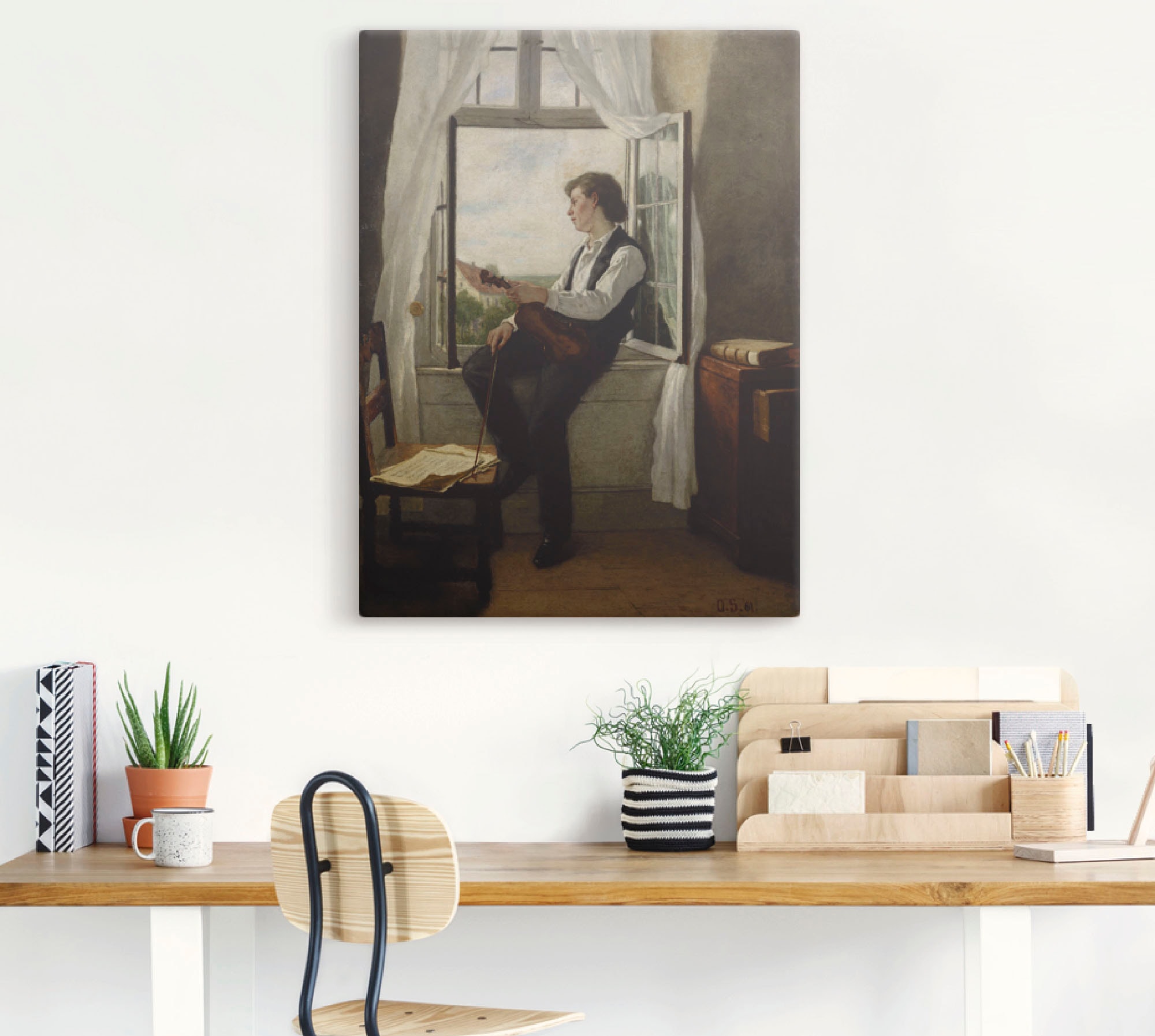 Artland Leinwandbild »Der Geiger am Fenster. 1861«, Mann, (1 St.), auf Keilrahmen gespannt