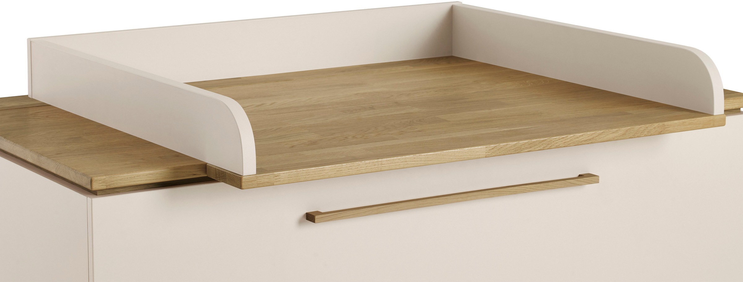 PAIDI Wickelaufsatz »STIENE in Beige oder Grau, zur Erweiterung der Kommode« B/H/T ca. 123/12/80cm,  Wickelauflage mit Eiche Massivholz und gerundeten Kanten