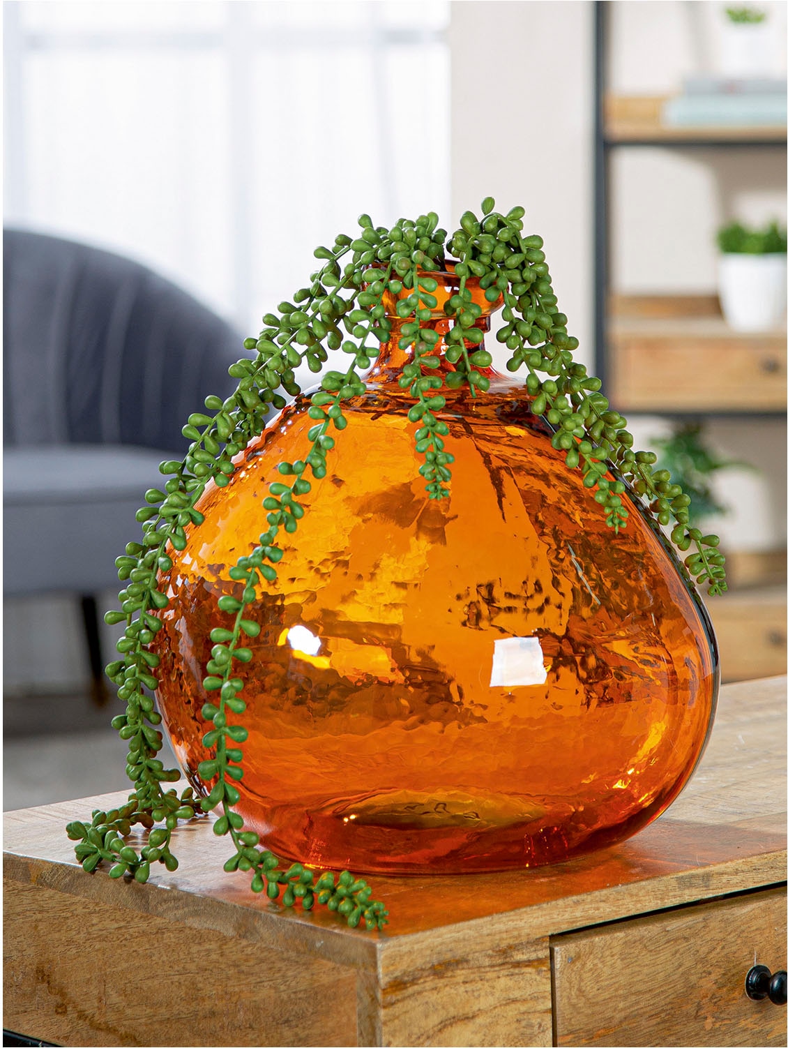GILDE Tischvase »Vase bauchig; organisch Organical orange H. 32 cm«, (1 St.)