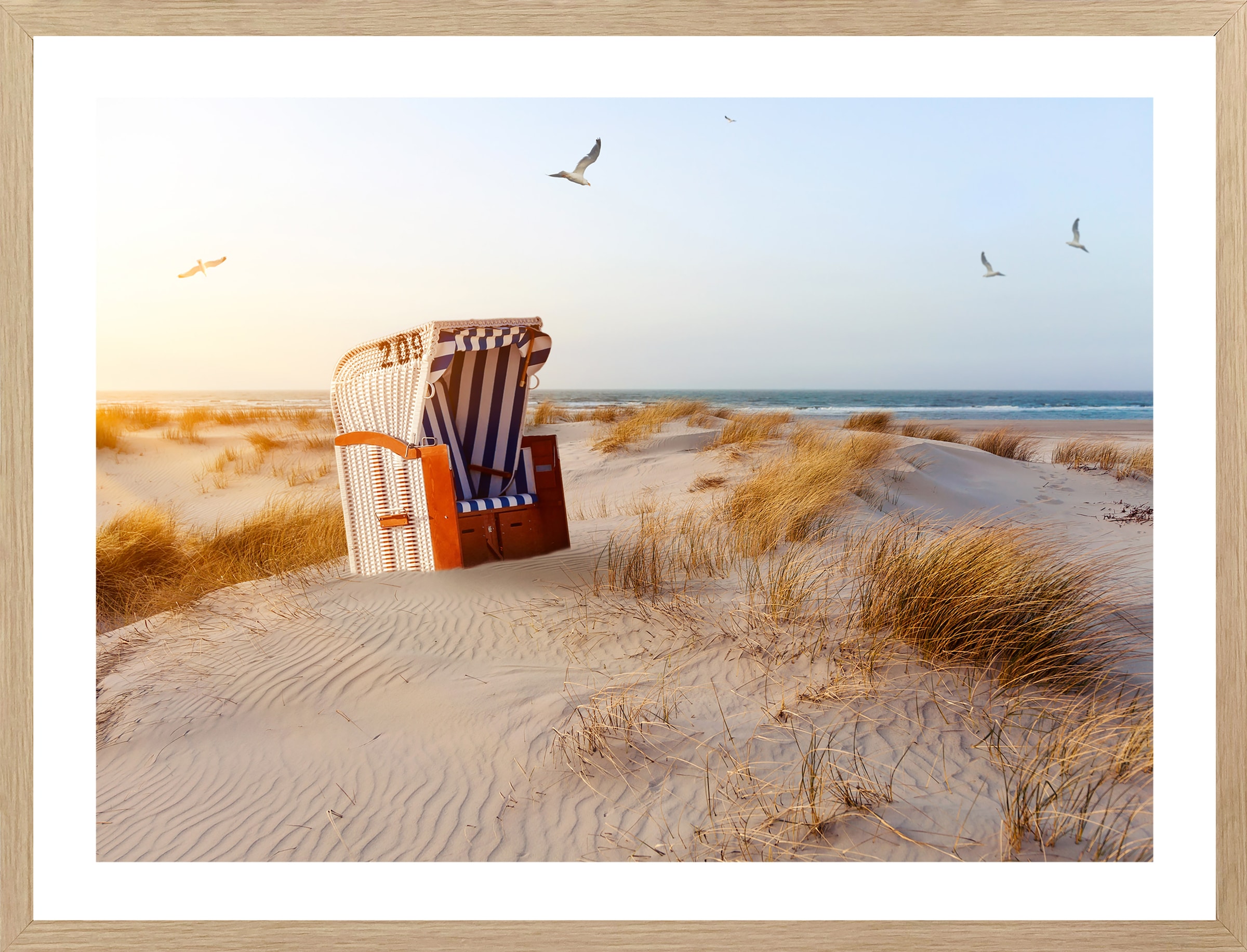 Bönninghoff Bild mit Rahmen, Strand-Strandbilder-Meer-Meer Bilder-Landschaft-Natur, (1 St.)