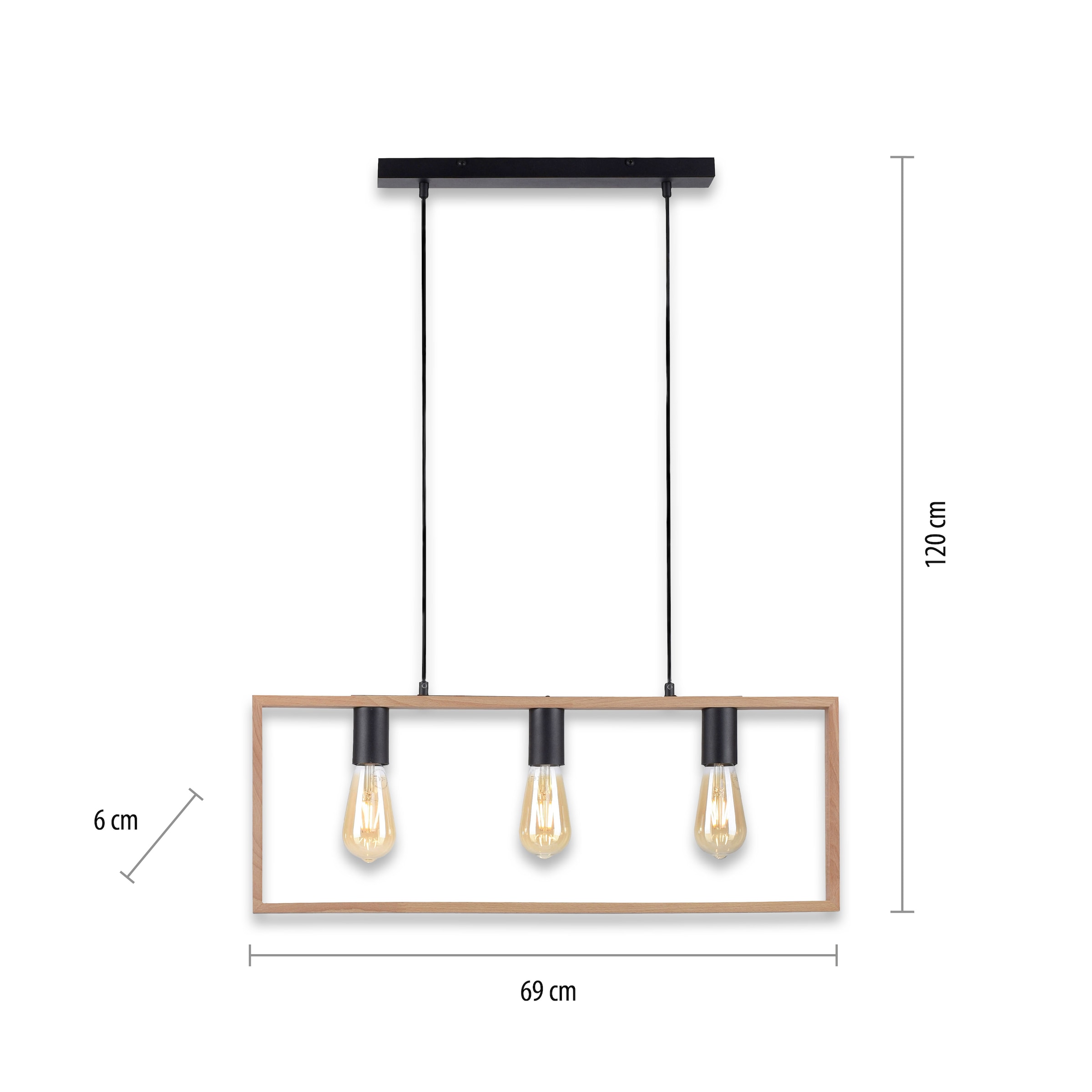 JUST LIGHT Pendelleuchte »FRANKY«, 3 flammig, Leuchtmittel E27 | ohne Leuchtmittel, ExklusiveE27