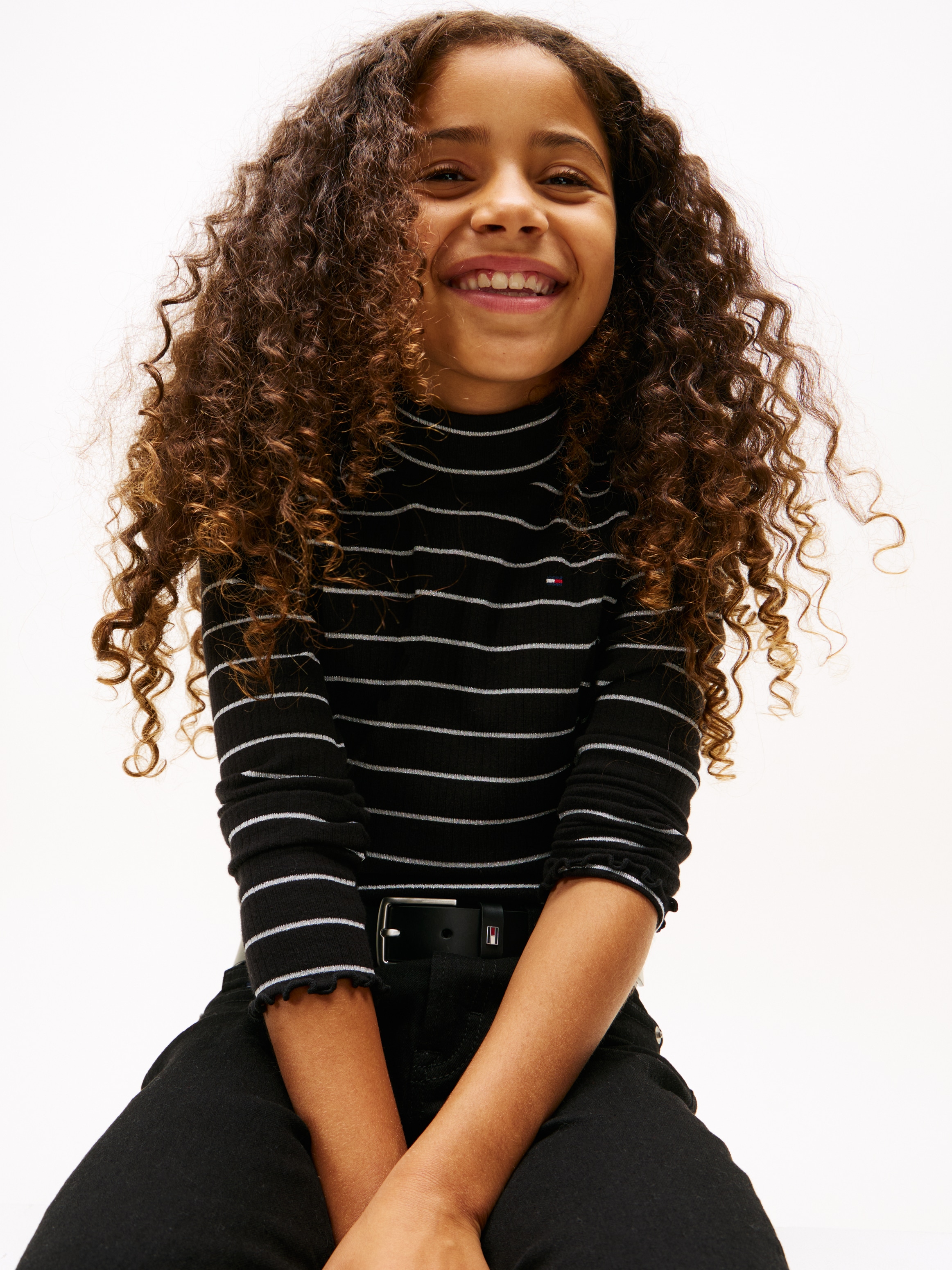 Tommy Hilfiger Langarmshirt »SPARKLE STRIPE MOCK NECK L/S« Kinder bis 16 Jahre