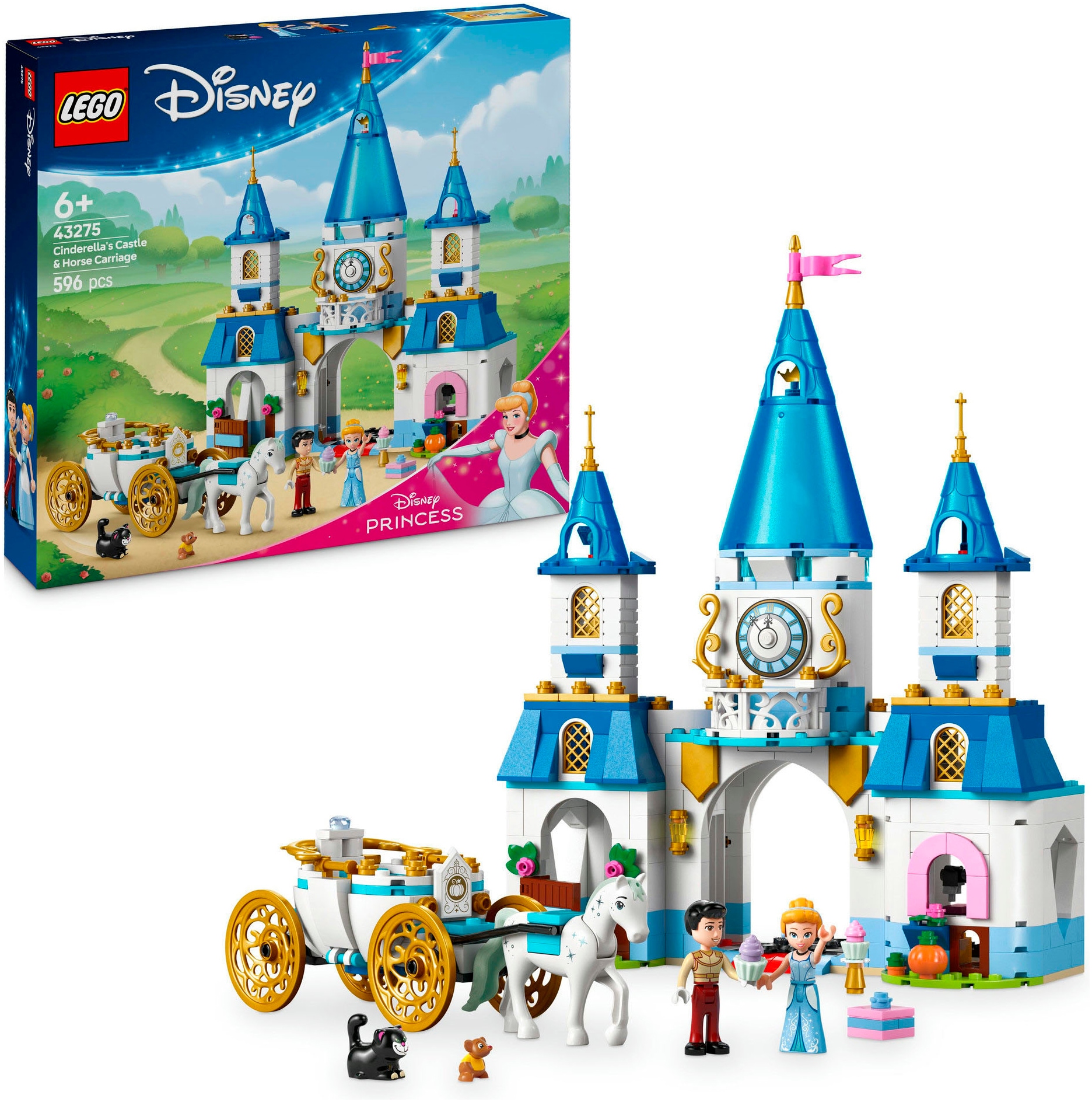 LEGO® Konstruktionsspielsteine »Cinderellas Schloss und Pferdekutsche (43275), LEGO Disney...