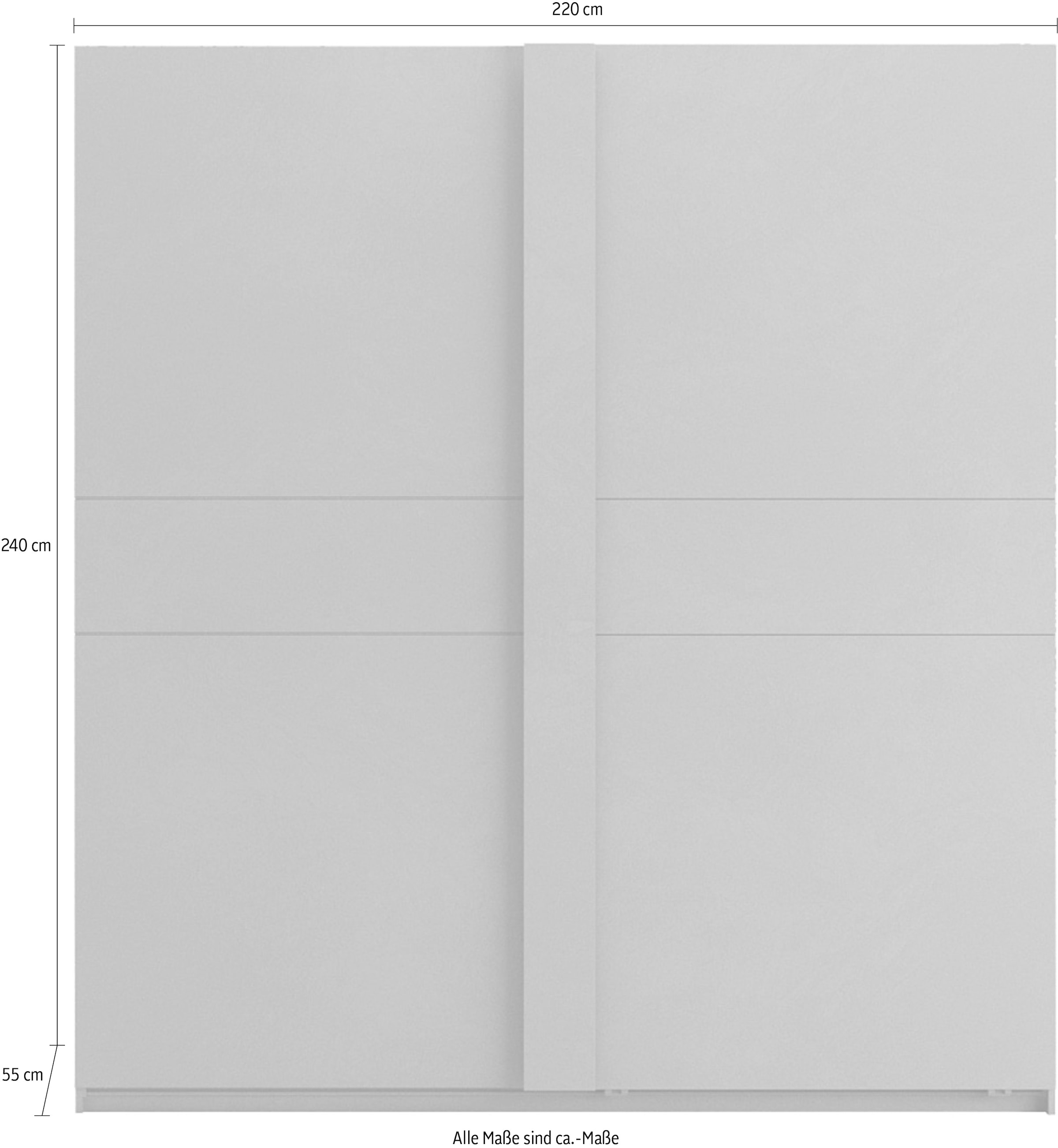 Home affaire Schwebetürenschrank »Jupiter, Schiebetürenschrank in Steingrau« 2 Breiten, moderne Griffblende, Metallgriffleisten, 22 mm Böden