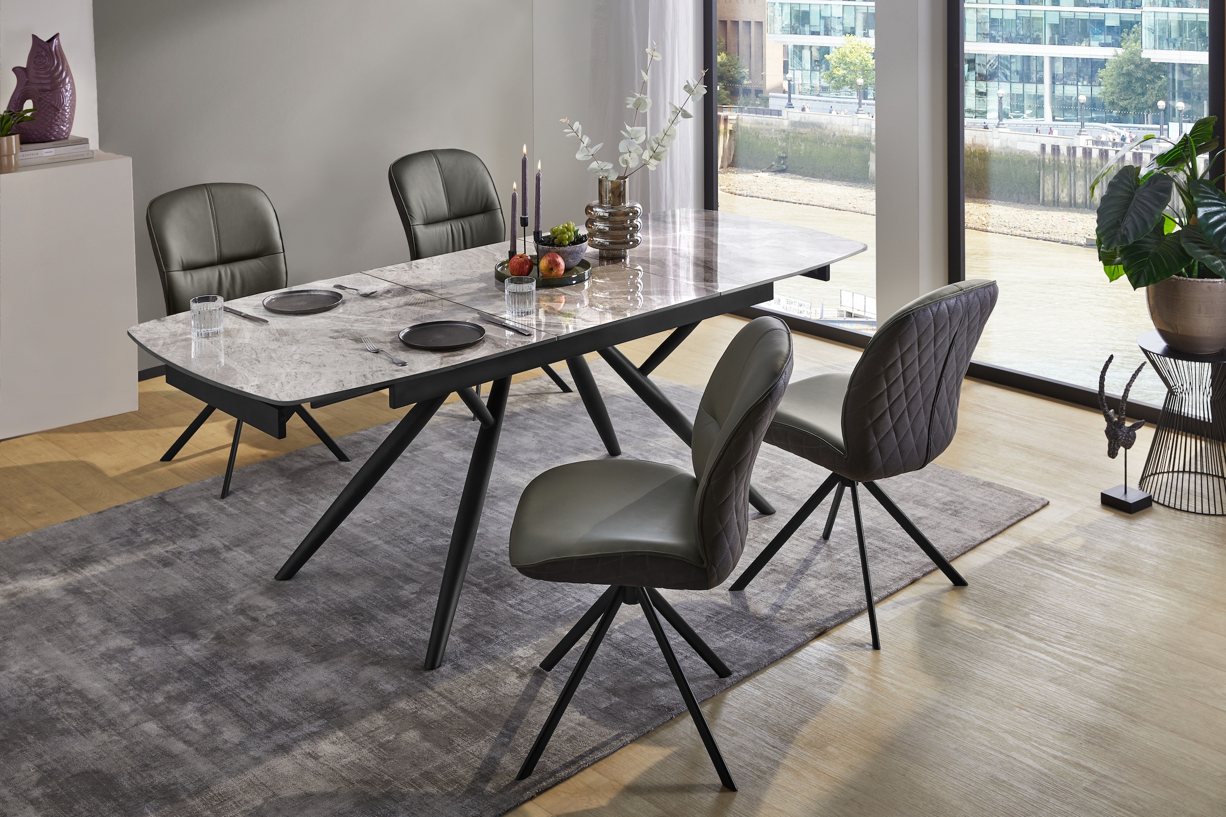 Jockenhöfer Gruppe Esszimmerstuhl »Fiete« (Set) 2 Stk.4-Fuss Stuhl, Echtleder, inklusive Drehfunktion (360°), Materialmix