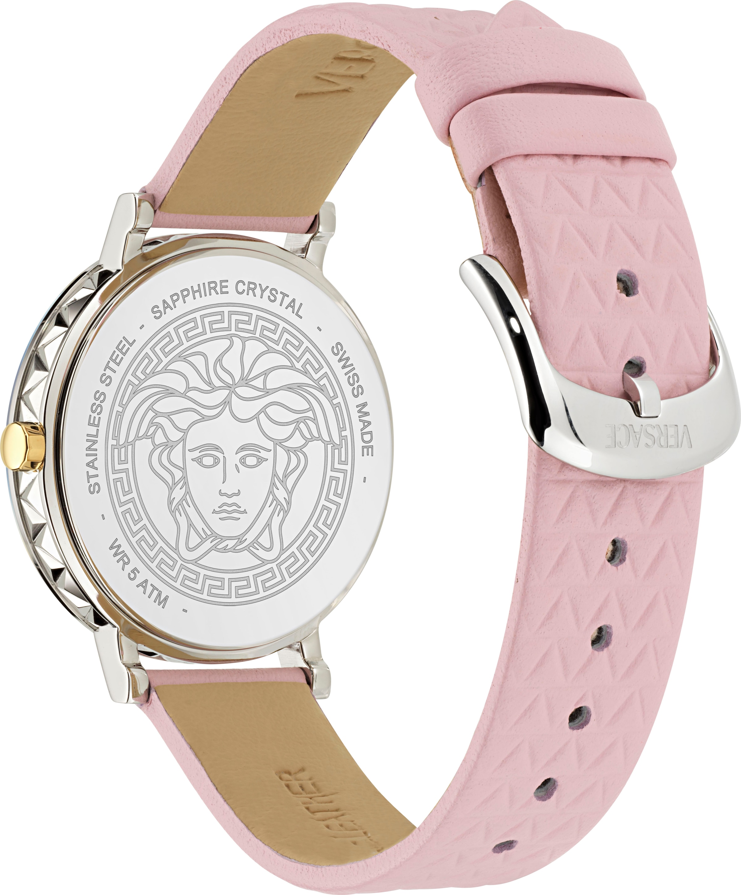 Versace Quarzuhr »VERSACE DAEDALUS« Armbanduhr, Damenuhr, Swiss Made, Lederarmband, analog, Saphirglas