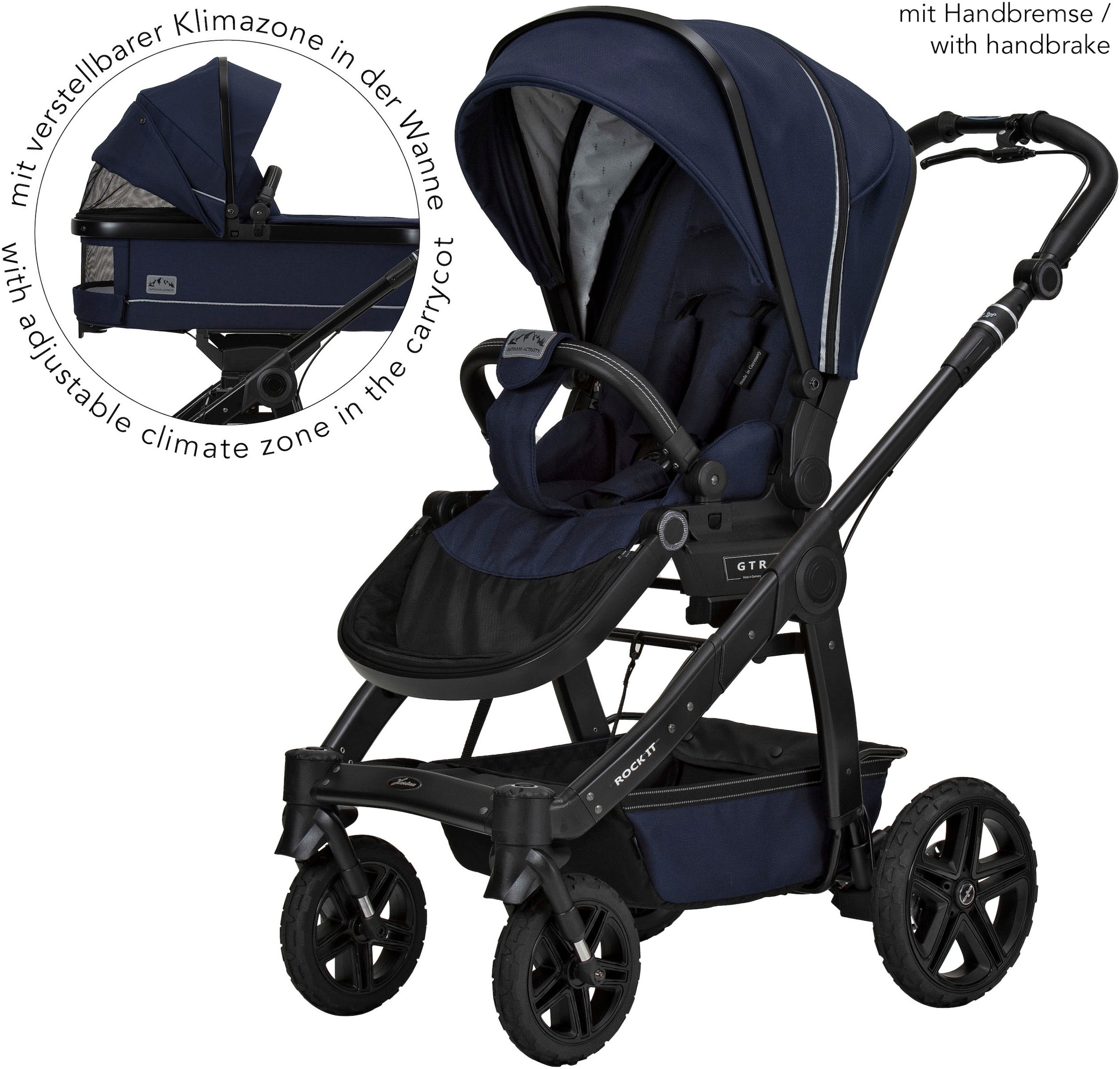 Hartan Kombi-Kinderwagen »Rock it Outdoor, mit Handbremse«, Lieferung ohne Adapter; Made in Germany