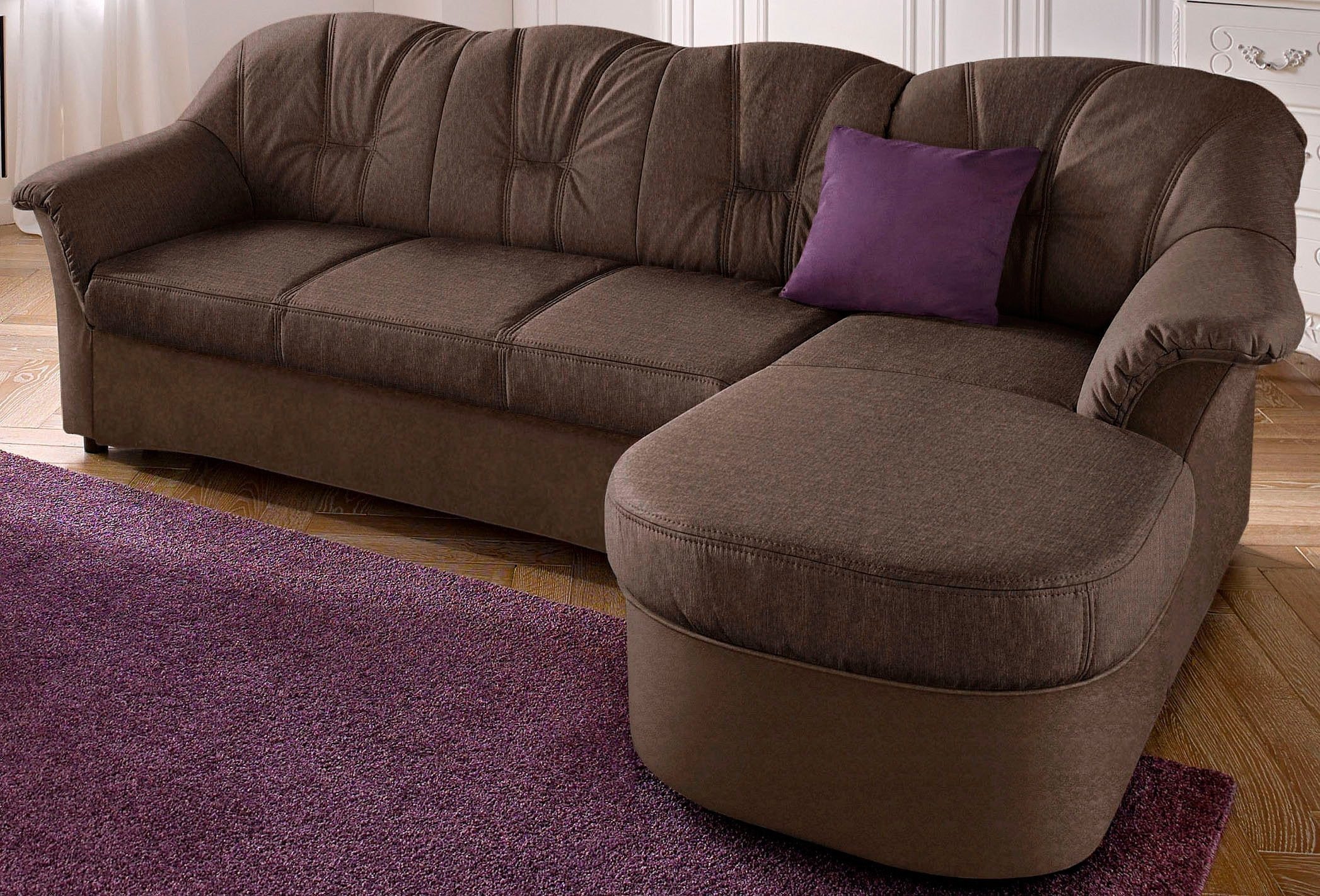 DOMO collection Ecksofa »Flores Schlafsofa, B/T/H: 233/142/86 cm, L-Form«, wahlweise mit Bettfunktion, wahlweise mit Federkern, auch in Leder