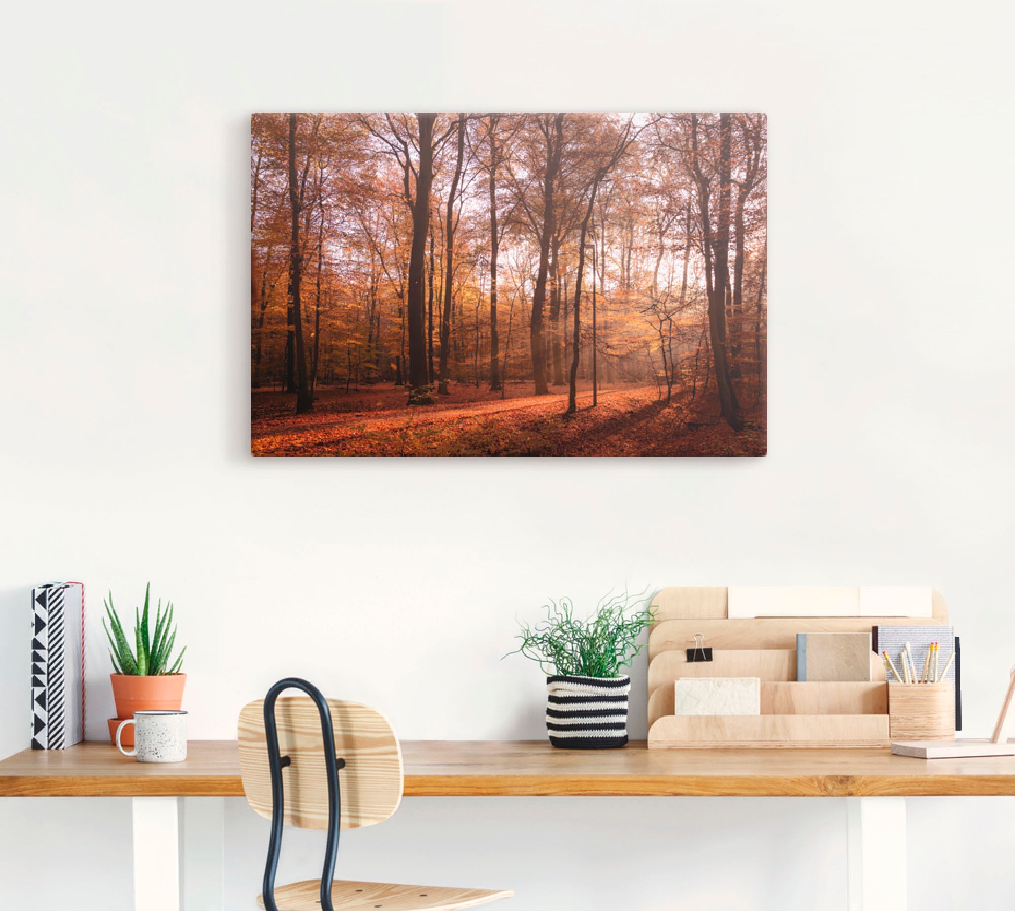 Artland Wandbild »Sonnenaufgang im Herbst II« Wald 1 Stk. tlg. als Alubild, Outdoorbild, Leinwandbild, Poster, Wandaufkleber