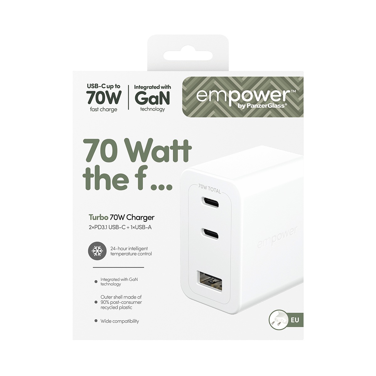 empower USB-Ladegerät »Turbo 70 W Charger 2x USB-C 1x USB-A EU-Plug«