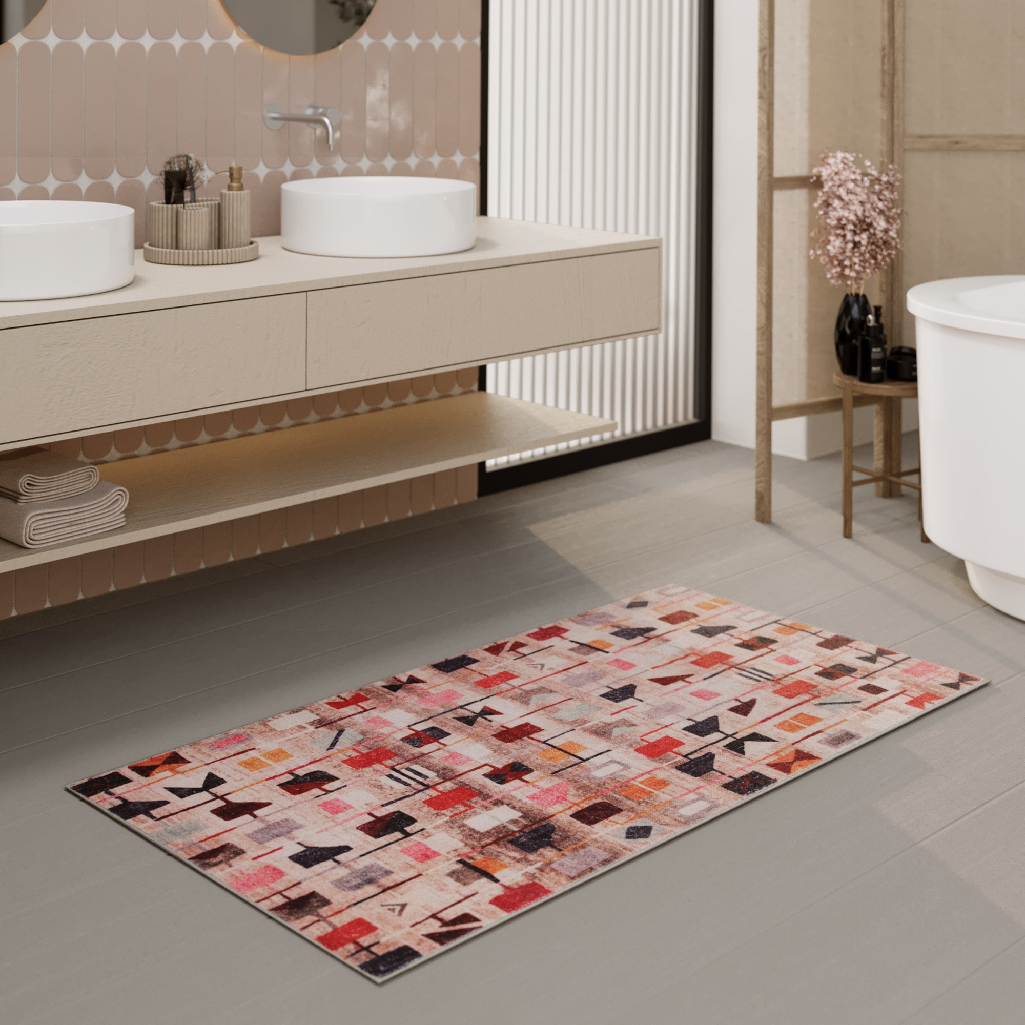 Wecon home Badematte "Nelson" Höhe 0,5 mm fußbodenheizungsgeeignet orientalisch, waschbar, rutschfest, schnell trocknend, Badteppich