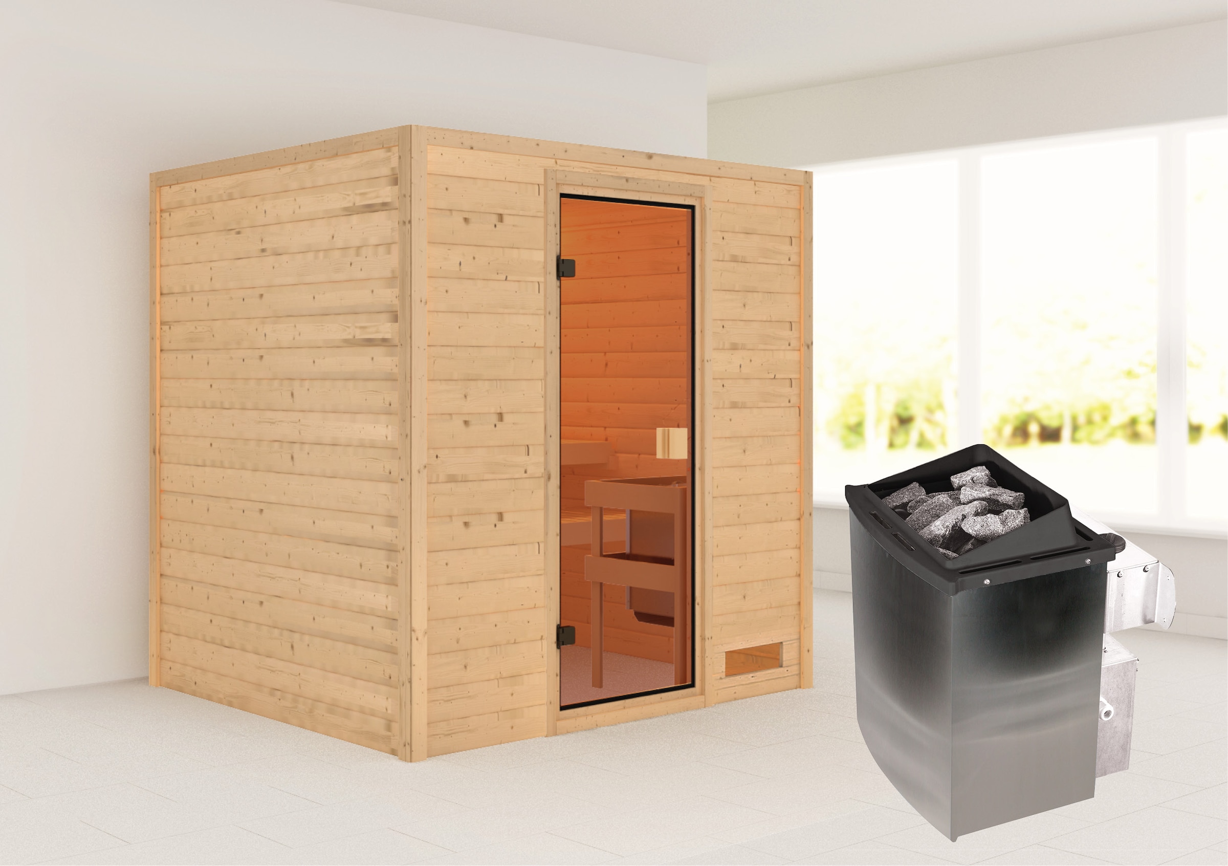 welltime Sauna »Ricky«, mit bronzierter Ganzglastür, für bis zu 3 Personen