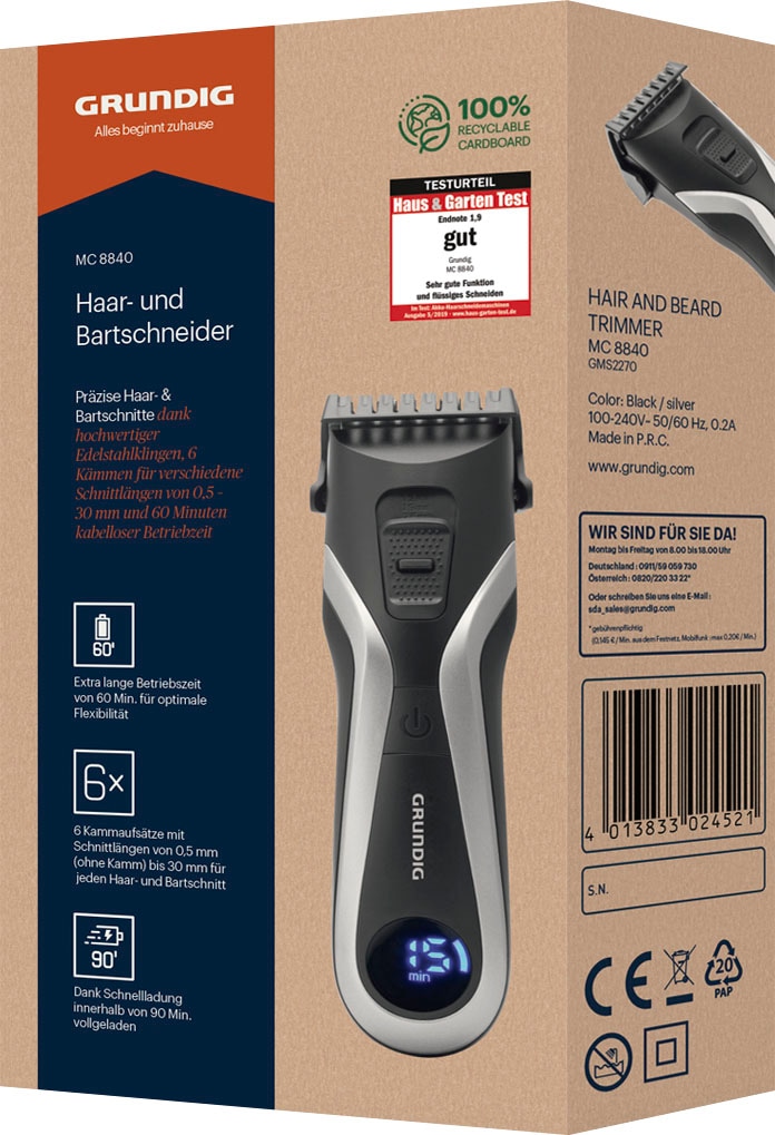 Grundig Haar- und Bartschneider »MC 8840«, 6 Aufsätze ➥ 3 Jahre XXL  Garantie | UNIVERSAL