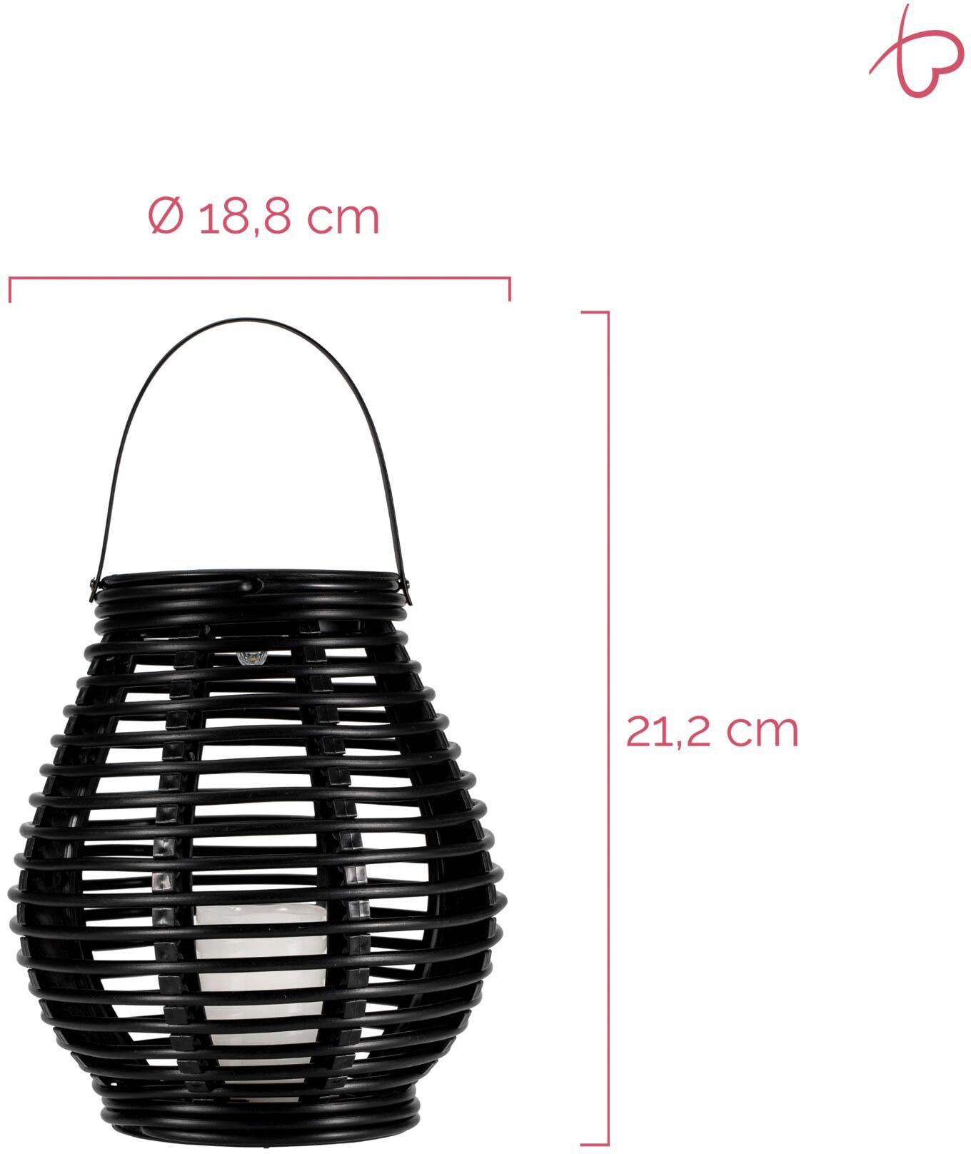 Pauleen LED Laterne »Sunshine Glow 2x Solarlaterne Schwarz/Braun Kunststoff«, 2 flammig, Solar, 2er-Set