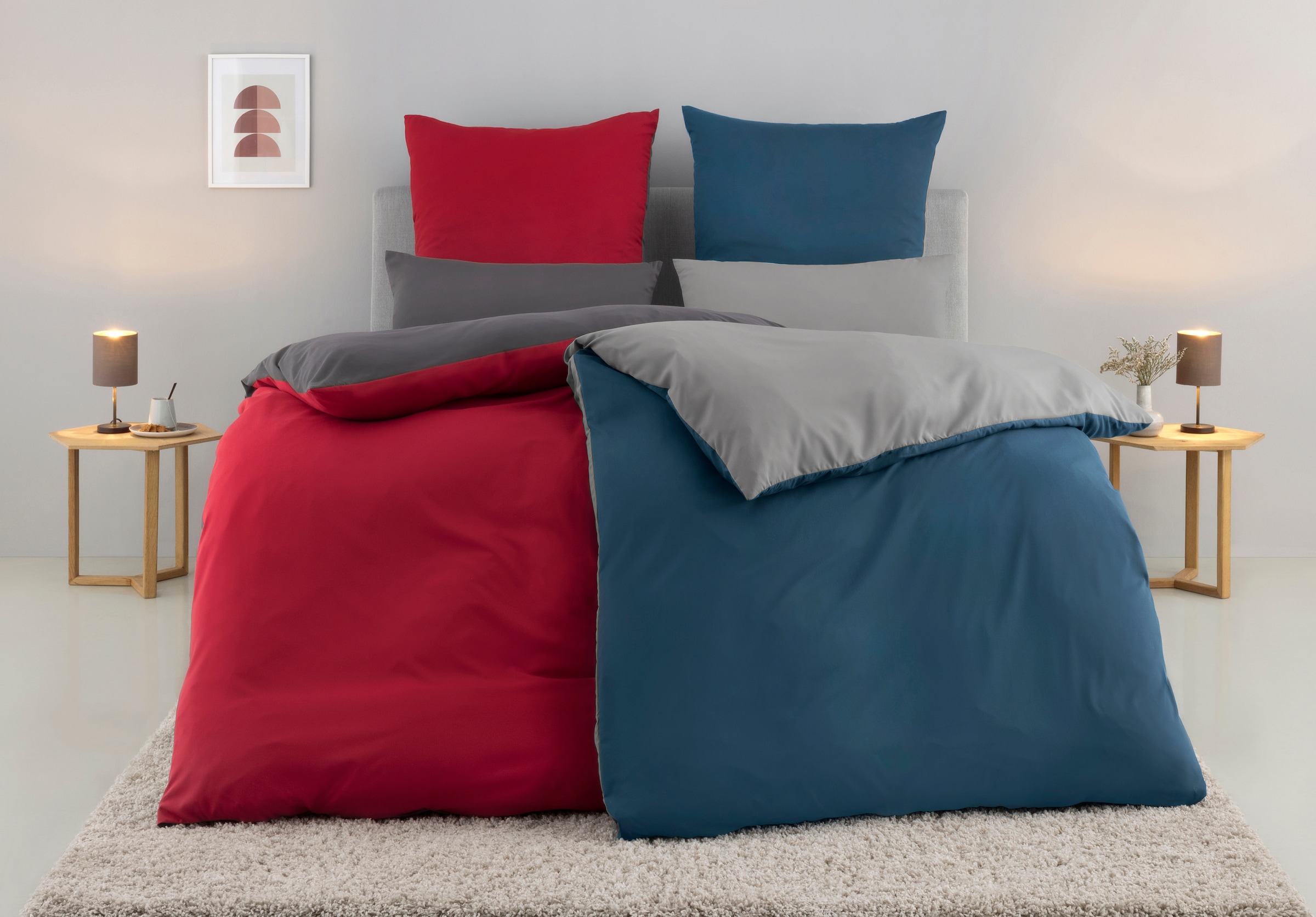 OTTO home Wendebettwäsche "Desner2 100% Microfaser, extra weich, allergikerfreundlich" 2 Premium Qualität, uni, schnell trocknend, pflegeleicht, ab 135x200 cm