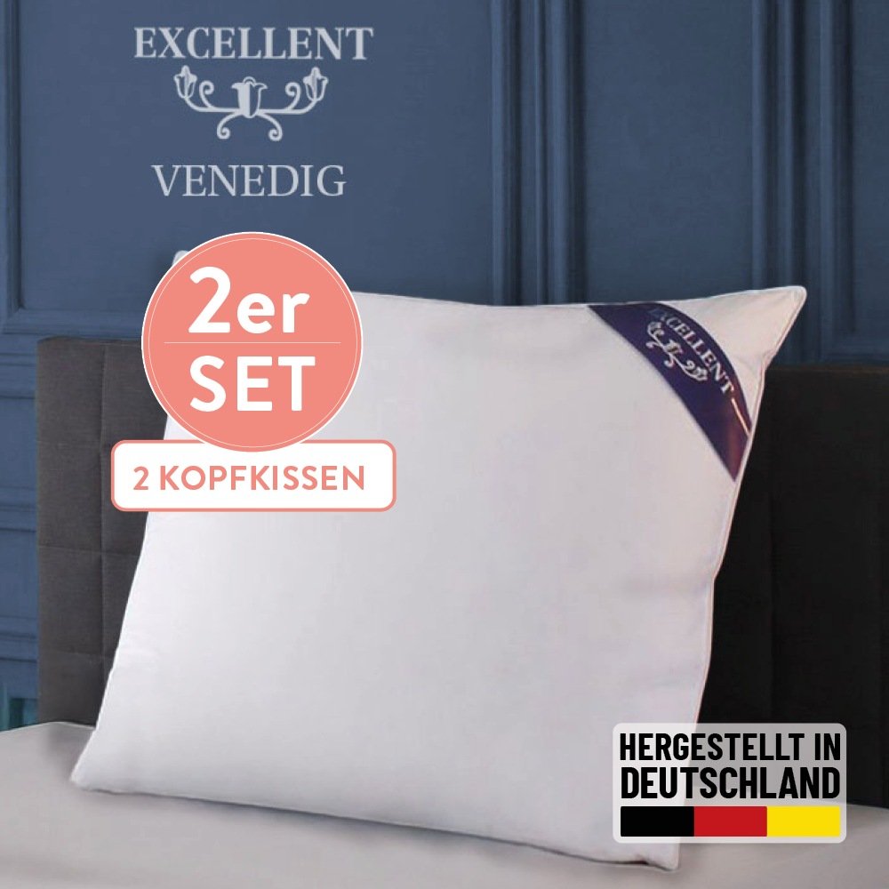 Excellent Kopfkissen "Venedig, Kuschel- oder Kopfkissen 1-tlg. oder 2 -tlg." Füllung: 85% Federn / 15% Daunen 2 Kopfkissen, 2 Stk. tlg. Deko- oder Kopfkissen in vielen Größen