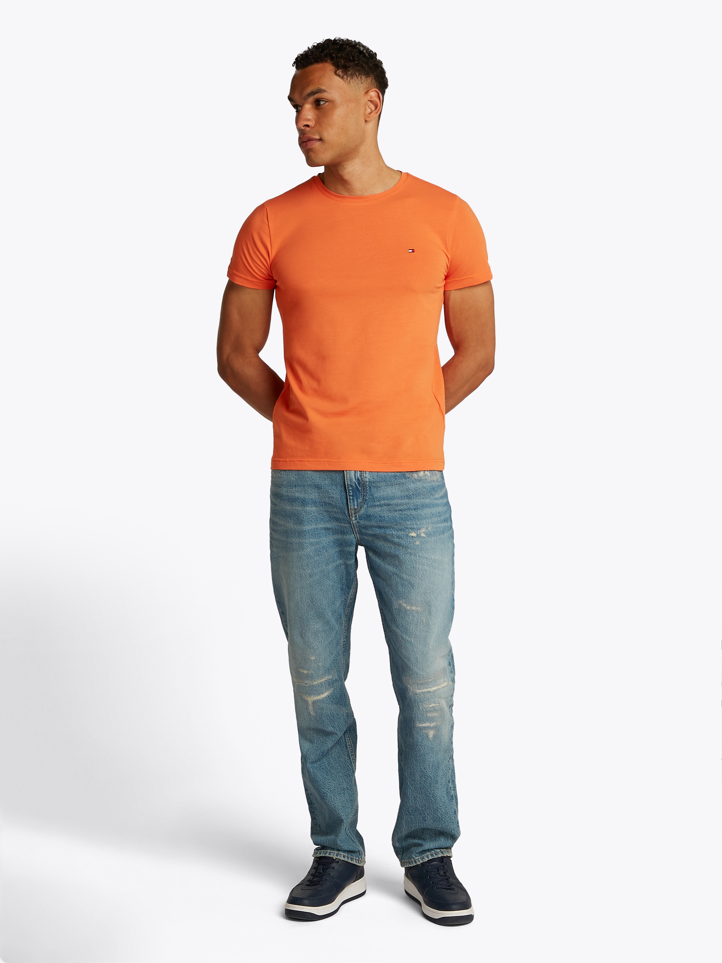 Tommy Hilfiger T-Shirt »STRETCH SLIM FIT« unifarben, casual, slim fit, Baumwollmix, Rundhals