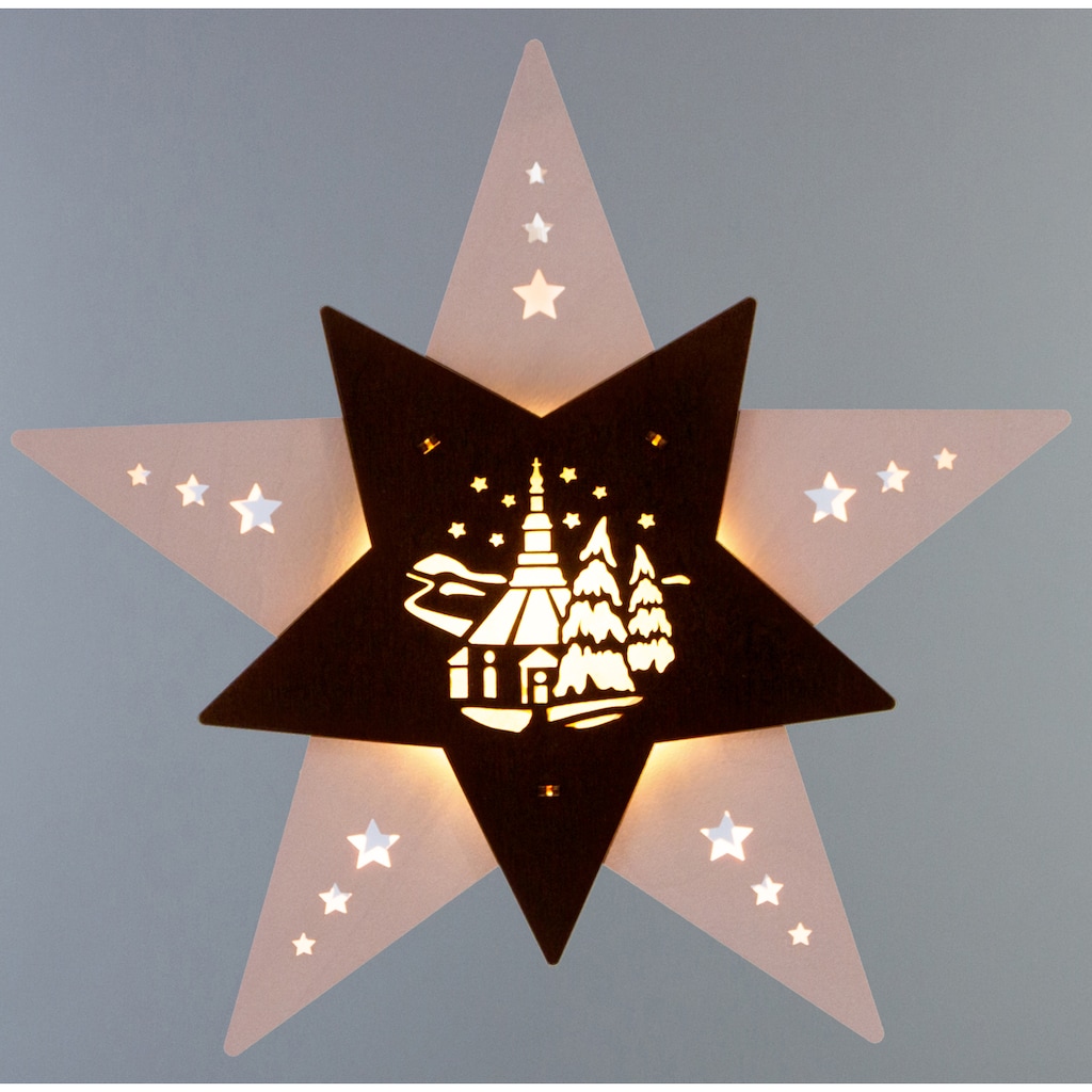 Weigla LED Stern »Seiffener Kirche, Weihnachtsdeko«, 1 flammig-flammig, beleuchtetes Fensterbild