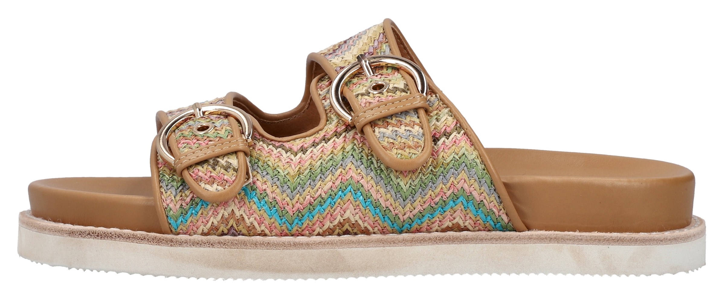 Rieker Pantolette, Sommerschuh, Strandschuh, Urlaubsschuh, Schlappen in Flecht-Optik