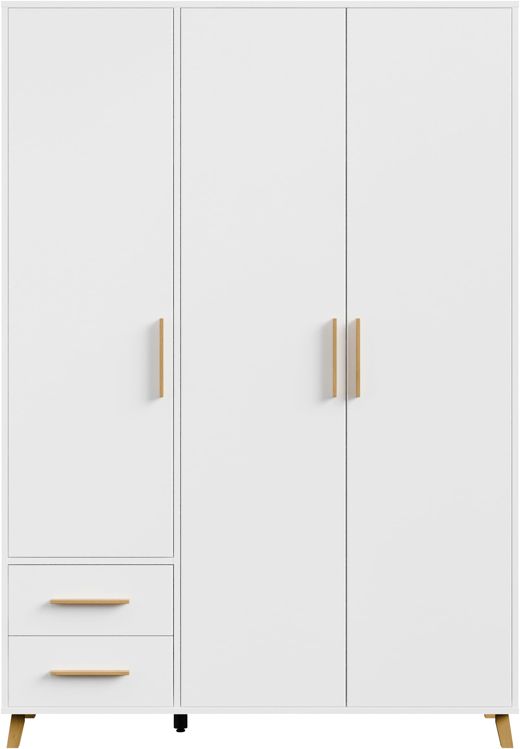 rauch Drehtürenschrank »Kleiderschrank Schrank Garderobe Wäscheschrank SHINJO«, (in 3 verschiedenen Ausstattungen BASIC/CLASSIC/PREMIUM), Griffe und Füße aus Massivholz mit 2 Schubladen MADE IN GERMANY