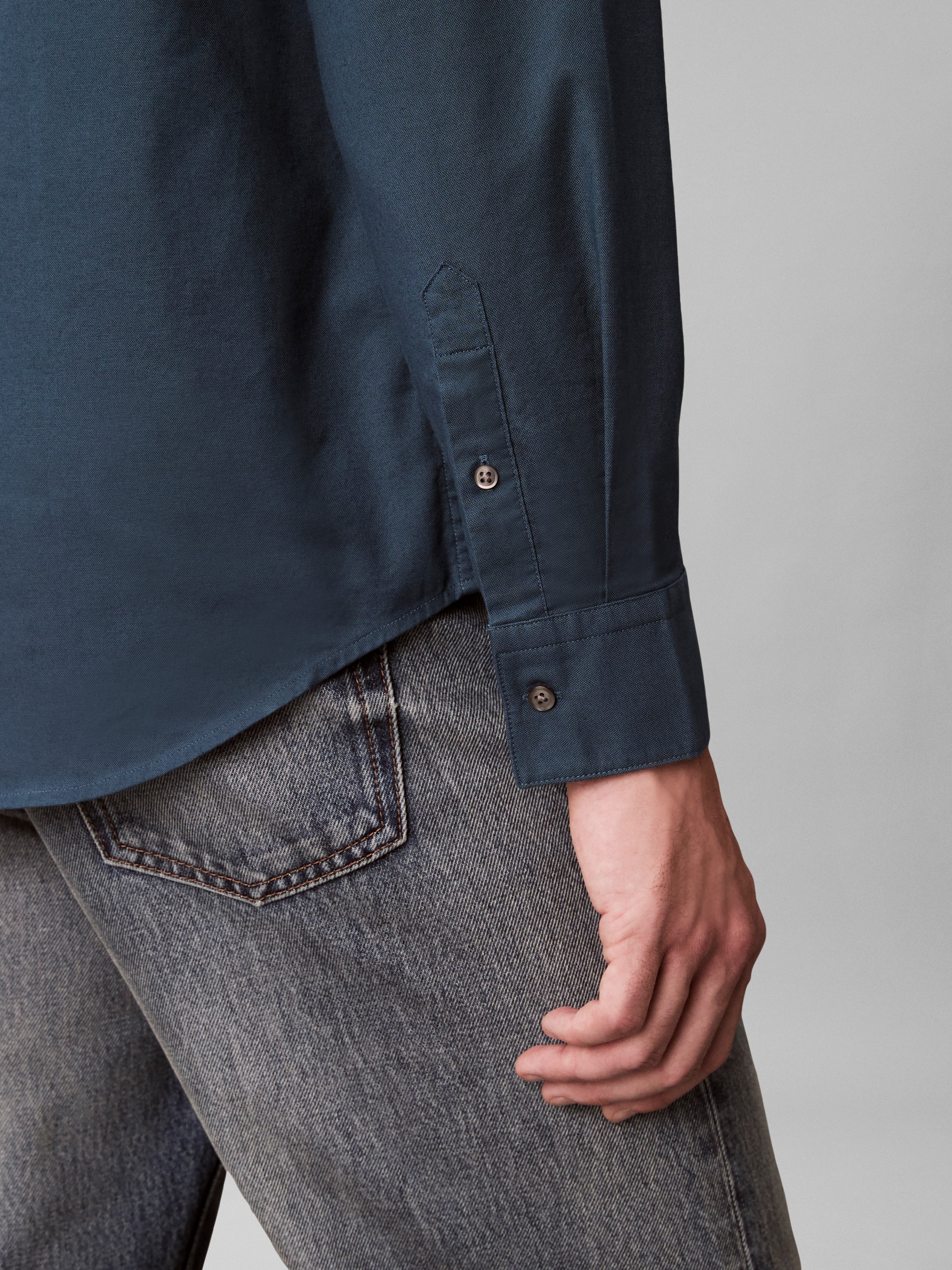 Calvin Klein Jeans Langarmhemd Button-Down-Kragen, Baumwoll-Stretch