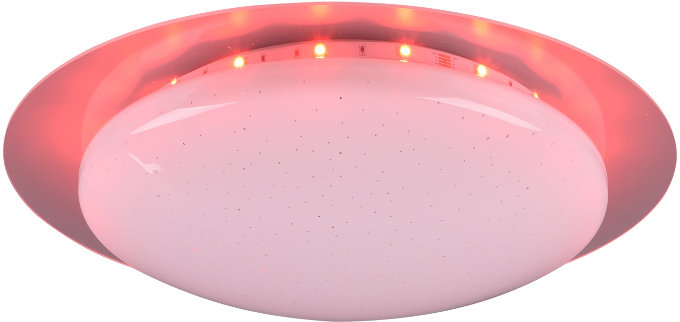 REALITY Leuchten LED Deckenleuchte »Joleen«, 1 flammig, Leuchtmittel LED-Board | LED fest integriert, Ø 35 cm mit RGB Backlight, Starlight-Effekt, inkl. Fernbed., Dimmer