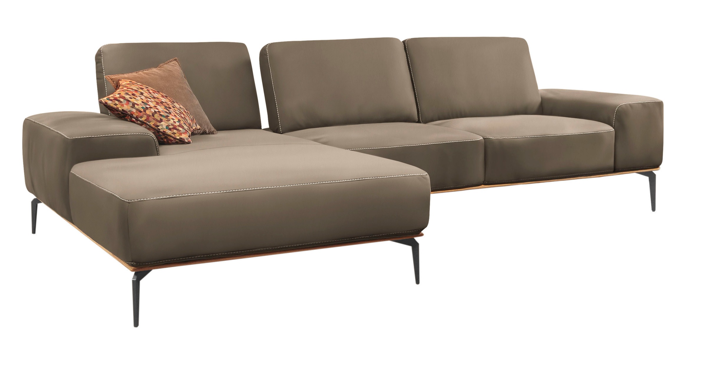 W.SCHILLIG Ecksofa »run, Designsofa mit tollem Sitzkomfort, bequem, L-Form«, mit Holzsockel, Füße in Schwarz pulverbeschichtet, Breite 319 cm