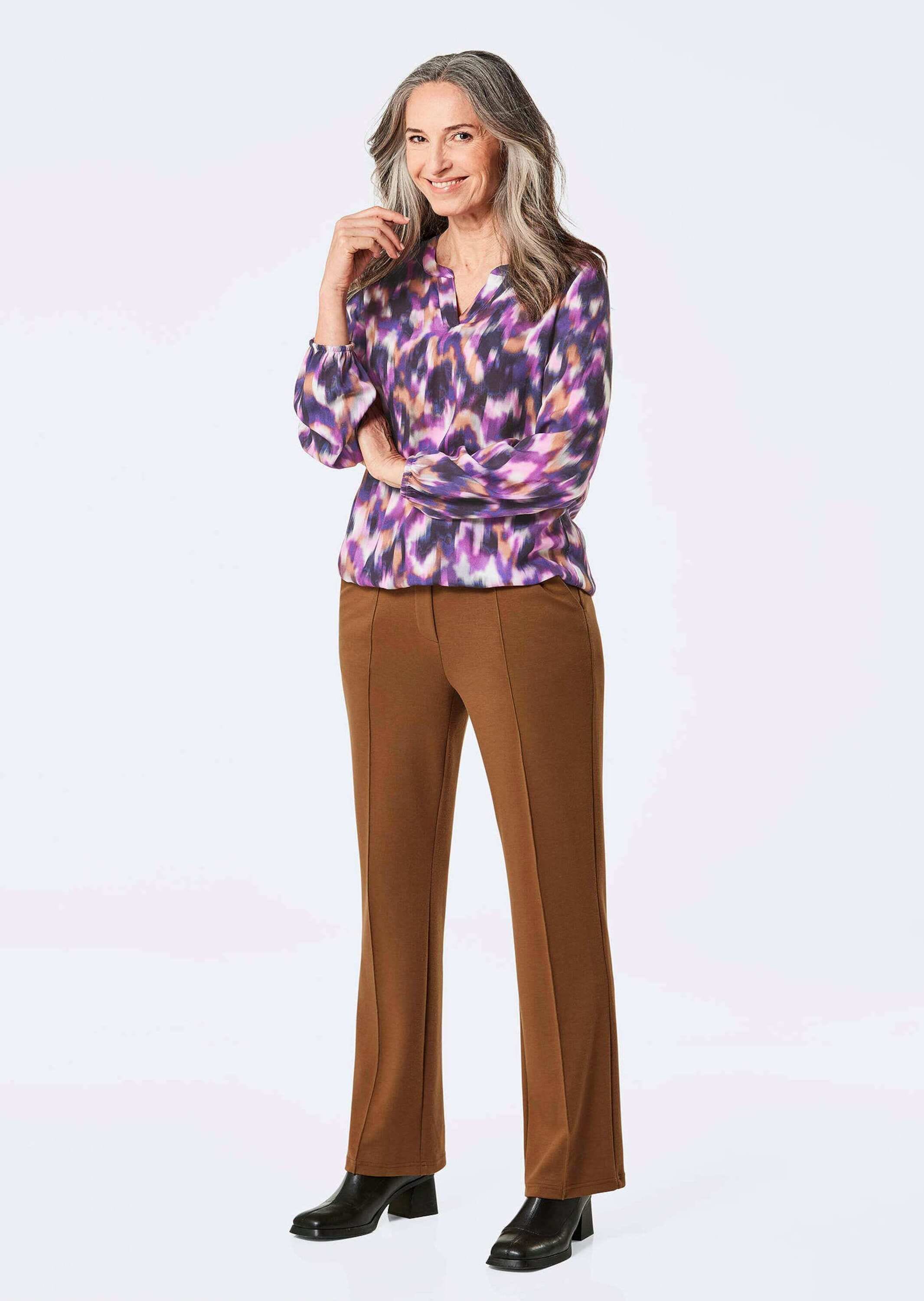 GOLDNER Klassische Bluse »Kurzgröße Bluse« Tunika-Ausschnitt