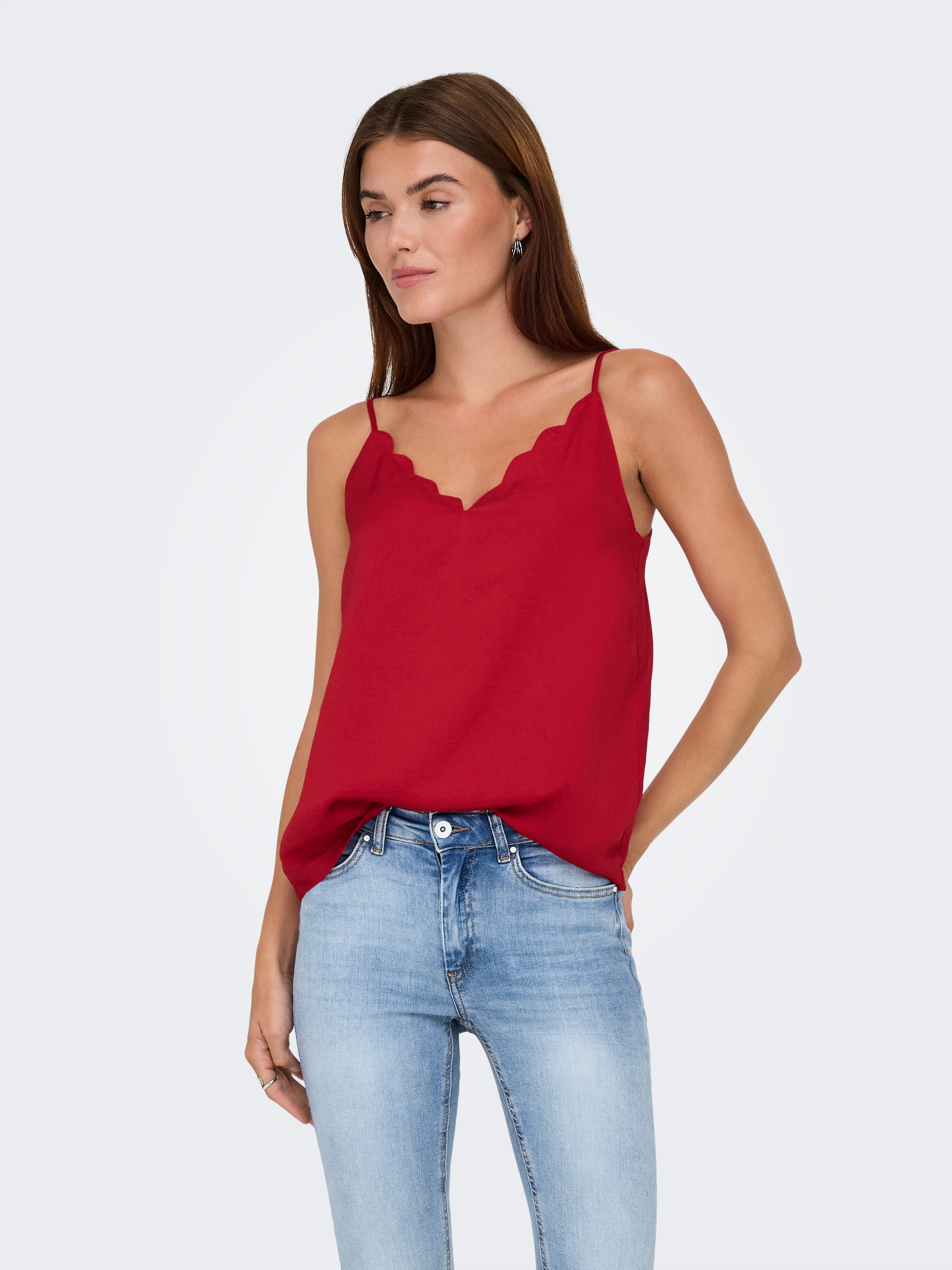 ONLY Spaghettitop »ONLDEBBIE SINGLET NOOS WVN« Kunstfaser, regular fit, Rundhals