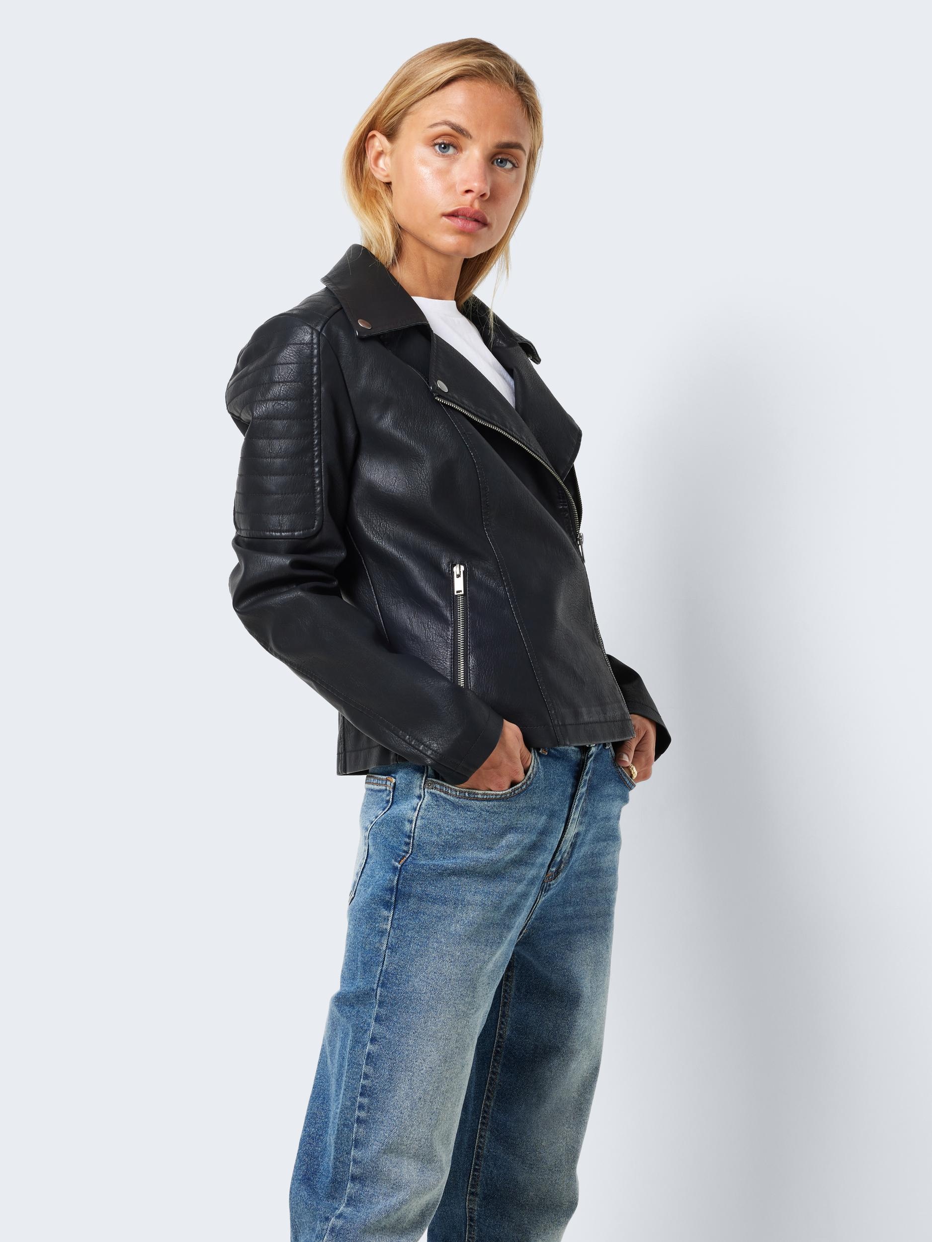 Noisy may Lederimitatjacke »NMREBEL L/S JACKET NOOS«, mit vielen Biker Details