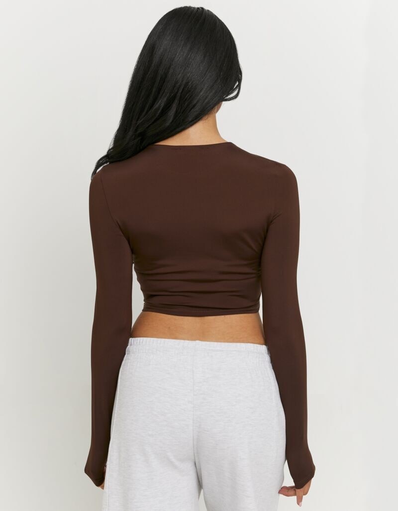 Tally Weijl Langarmshirt »STSPAPRETTY2« Materialmix, Basic Shirt, bauchfrei in schlichter Optik