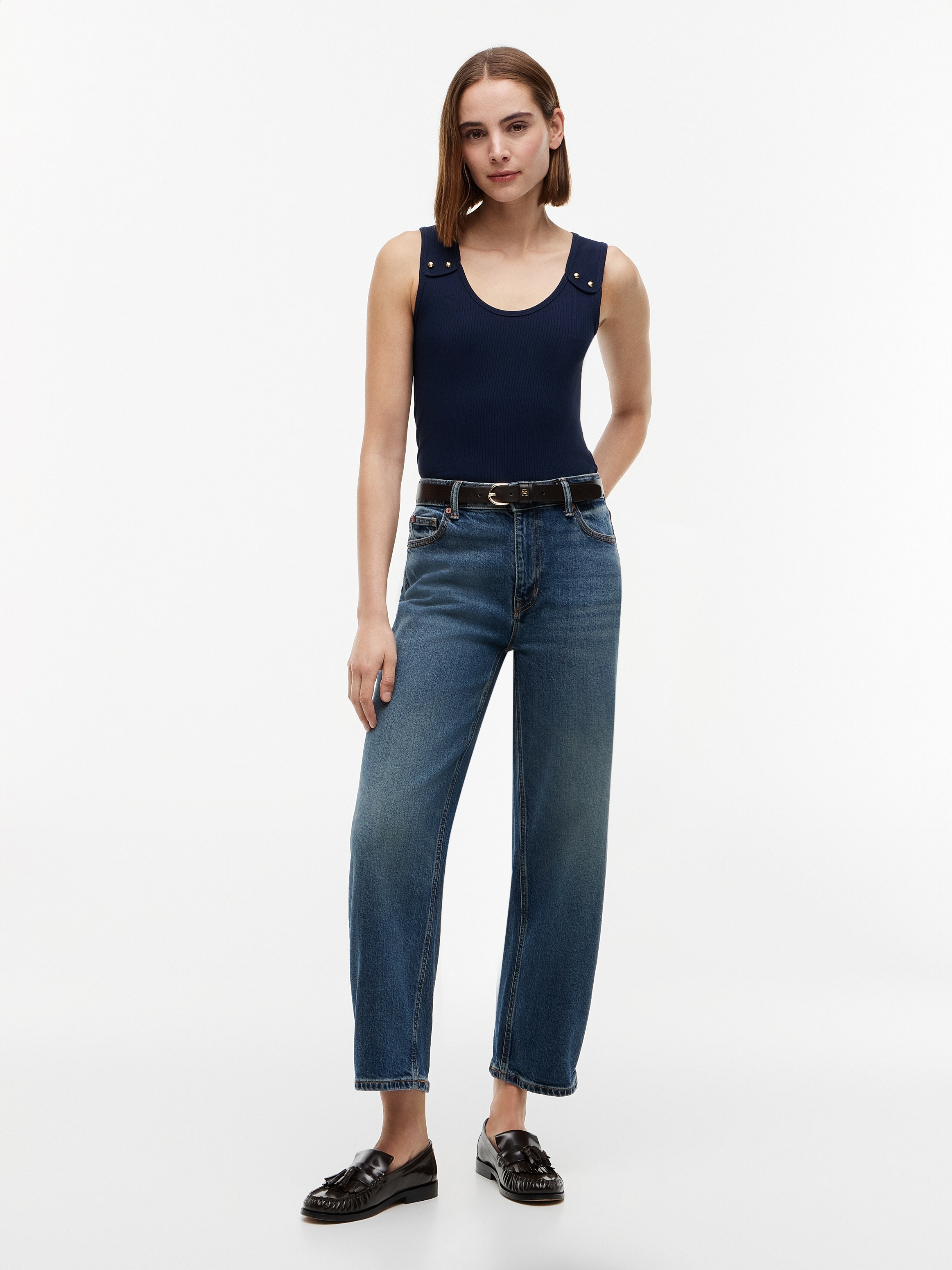 Tommy Hilfiger Tanktop »GOLD BUTTON U-NK TANK« Viskosemischung, goldfarbene Knöpfe